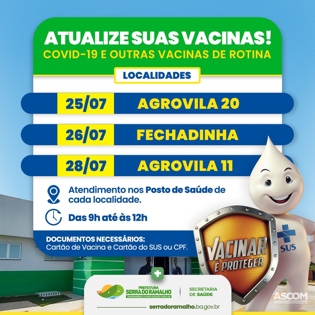 Atenção ao cronograma de atualização da caderneta de vacinação contra a Covid-19!