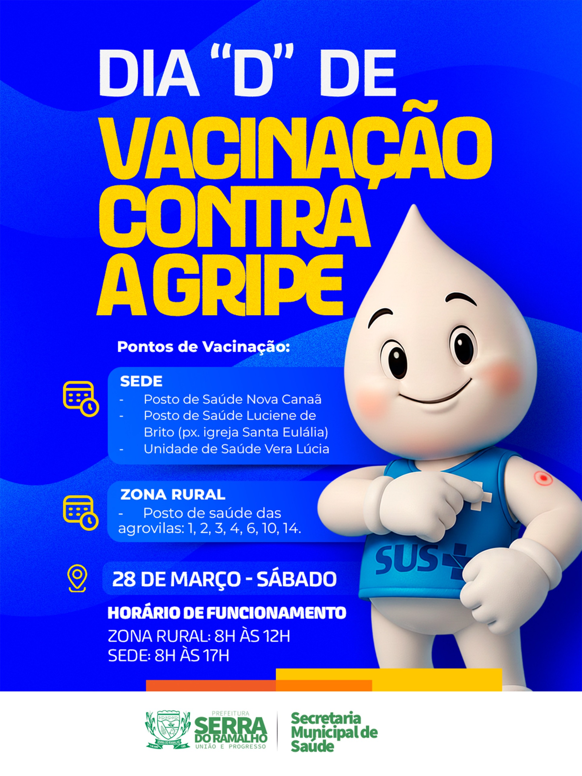 Dia D de Vacinação Contra a Gripe Será Realizado Neste Sábado (28) em Serra do Ramalho