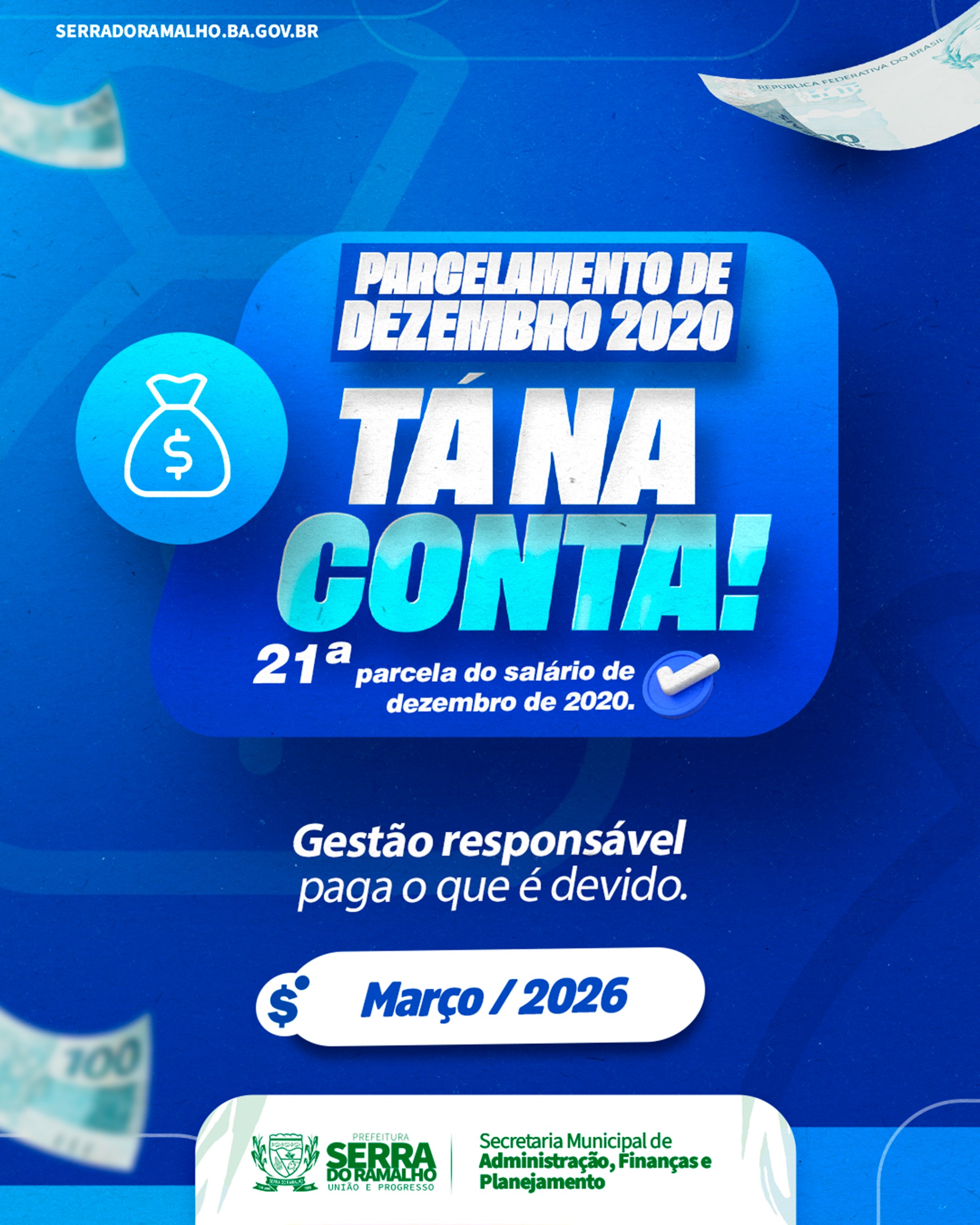 Prefeitura Realiza Pagamento da 21ª Parcela do Salário de Dezembro de 2020