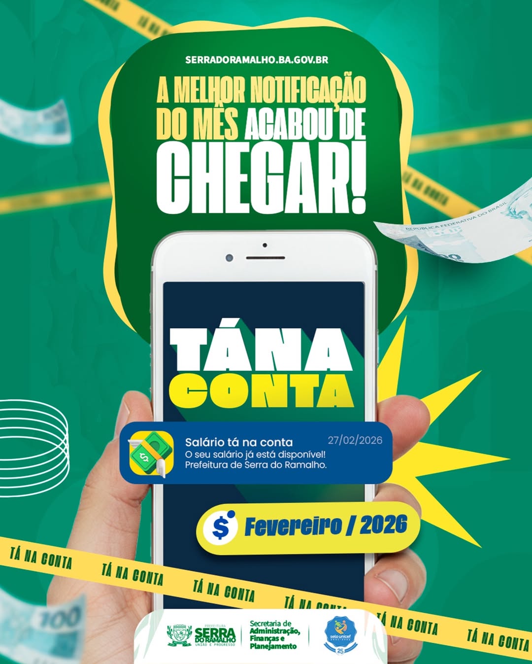 Prefeitura de Serra do Ramalho Realiza Pagamento Dos Servidores Referente a Fevereiro de 2026