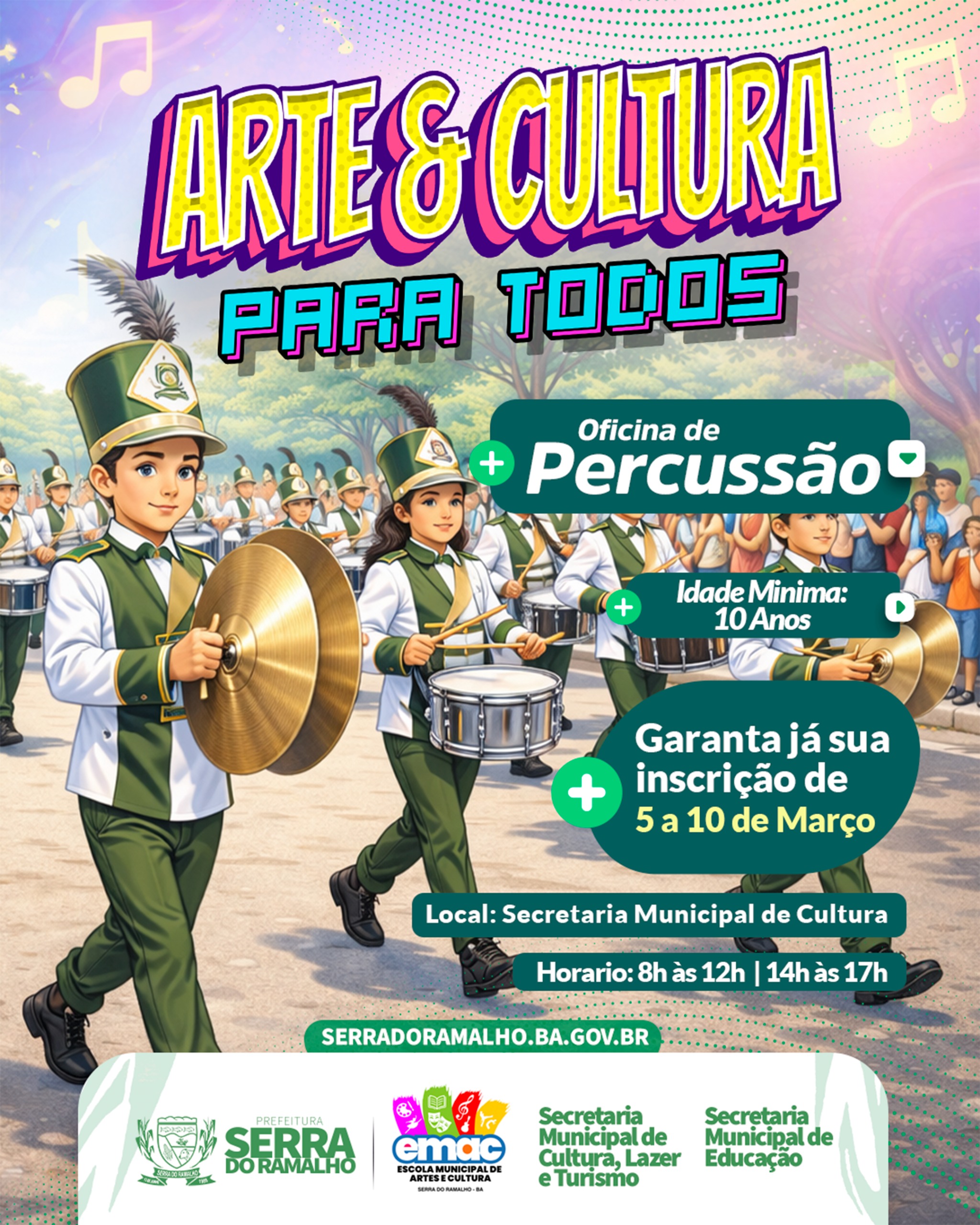Oficina de Percussão abre inscrições em Serra do Ramalho