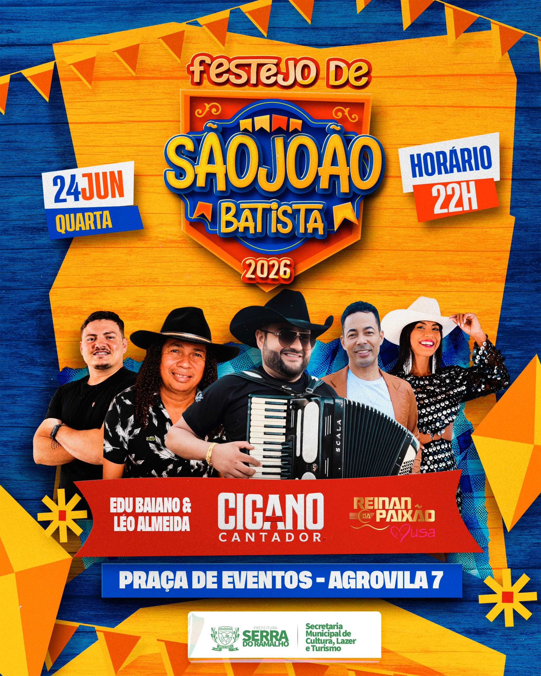 Festejo de São João Batista 2026 será realizado na Agrovila 7 com atrações musicais e valorização da cultura junina