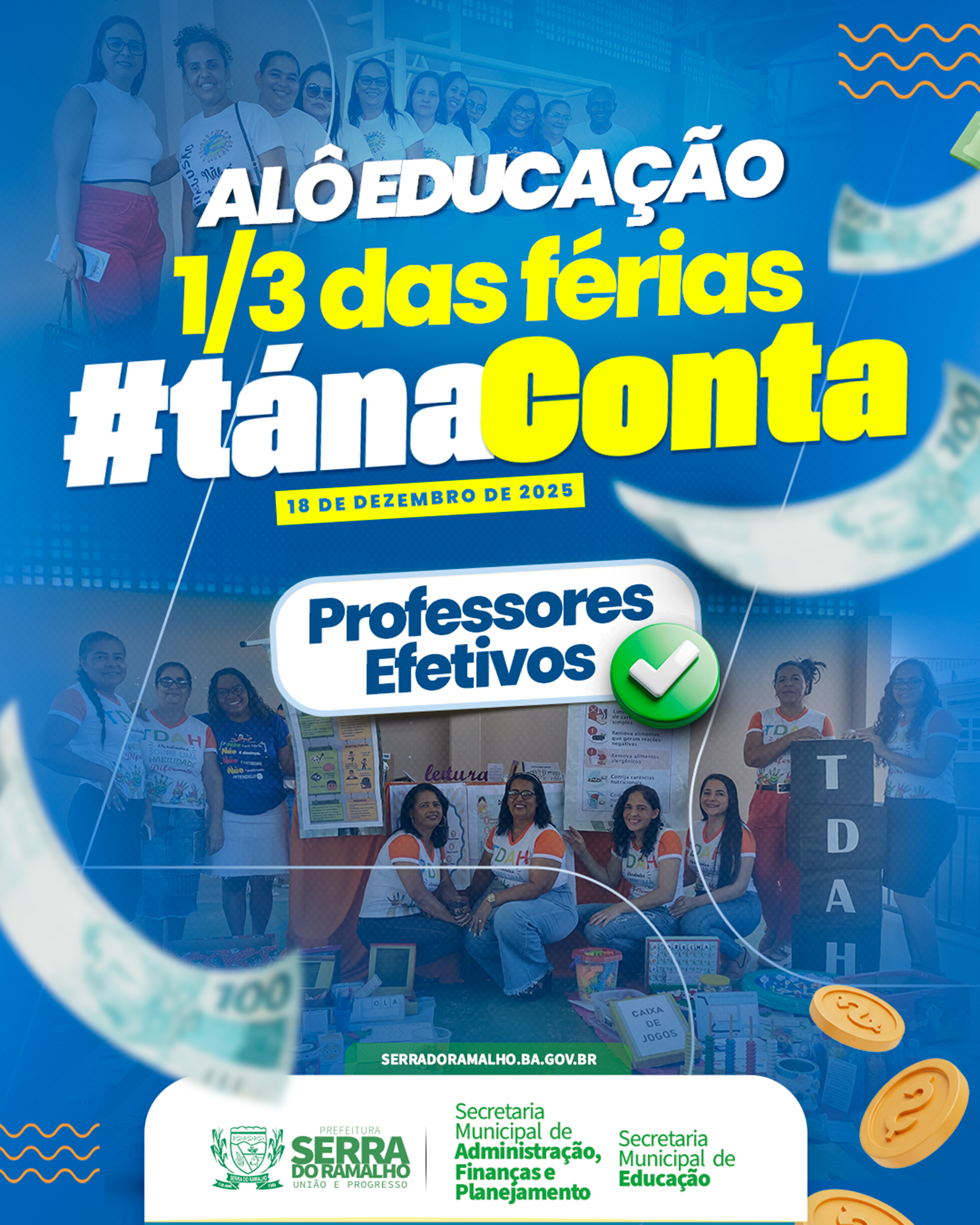Pagamento de 1/3 das férias dos professores efetivos 2025