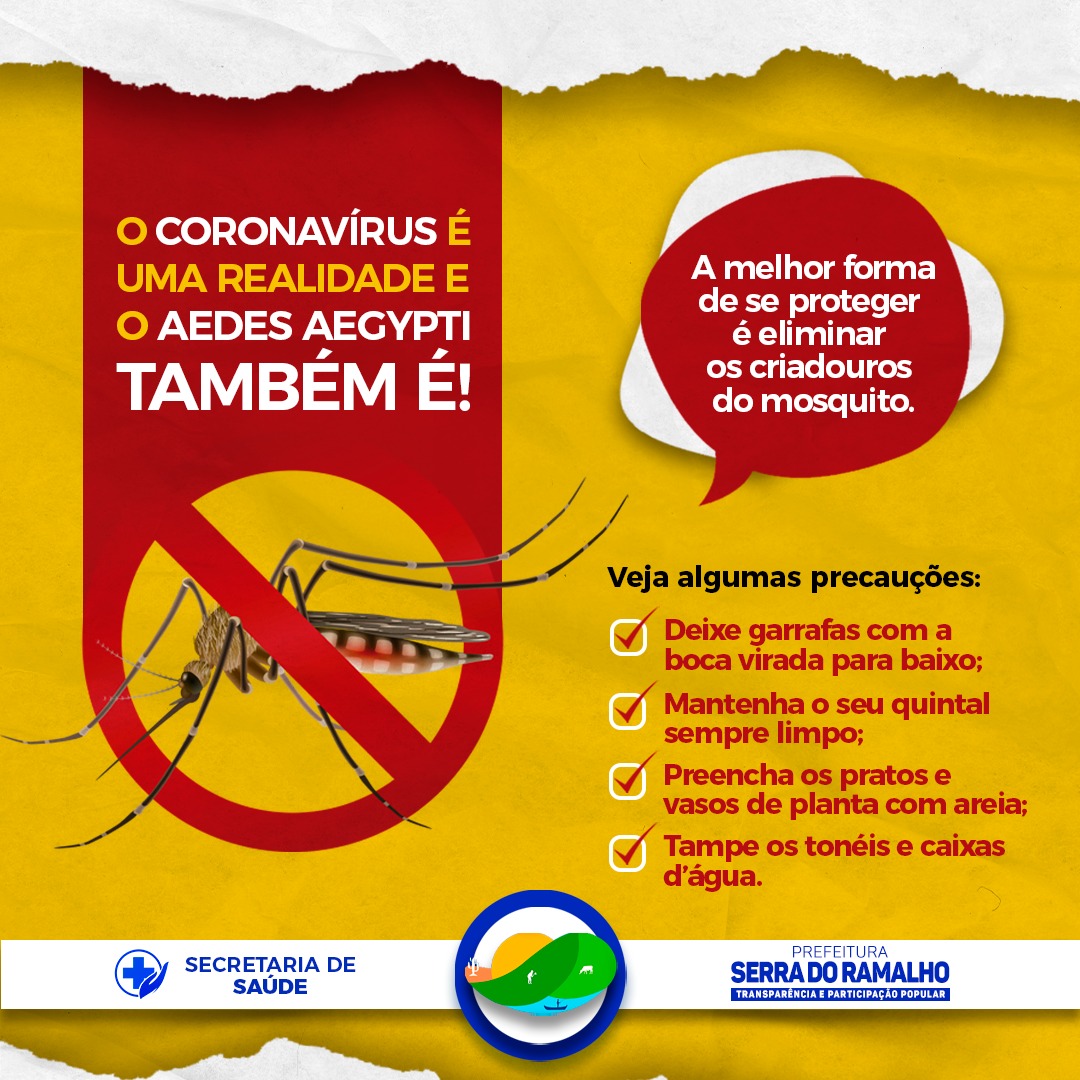 A Secretaria Municipal de Saúde lembra da importância de combater os focos do mosquito transmissor da dengue, zika, chikungunya e febre amarela: tomar precauções para evitar a infecção é crucial para proteger todos ao seu redor!
