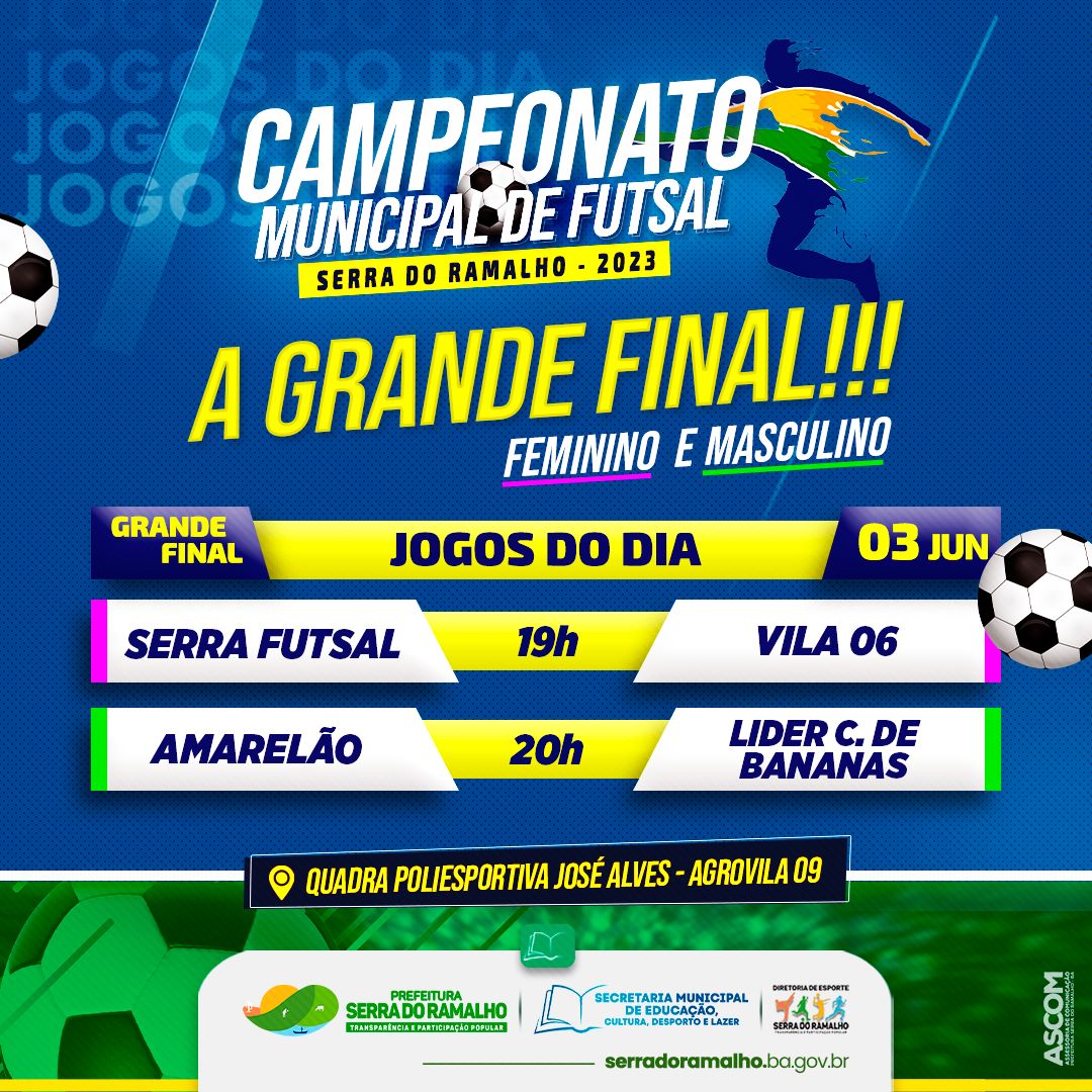 Vem aí a grande final do Campeonato Municipal de Futsal de Serra do Ramalho!!!