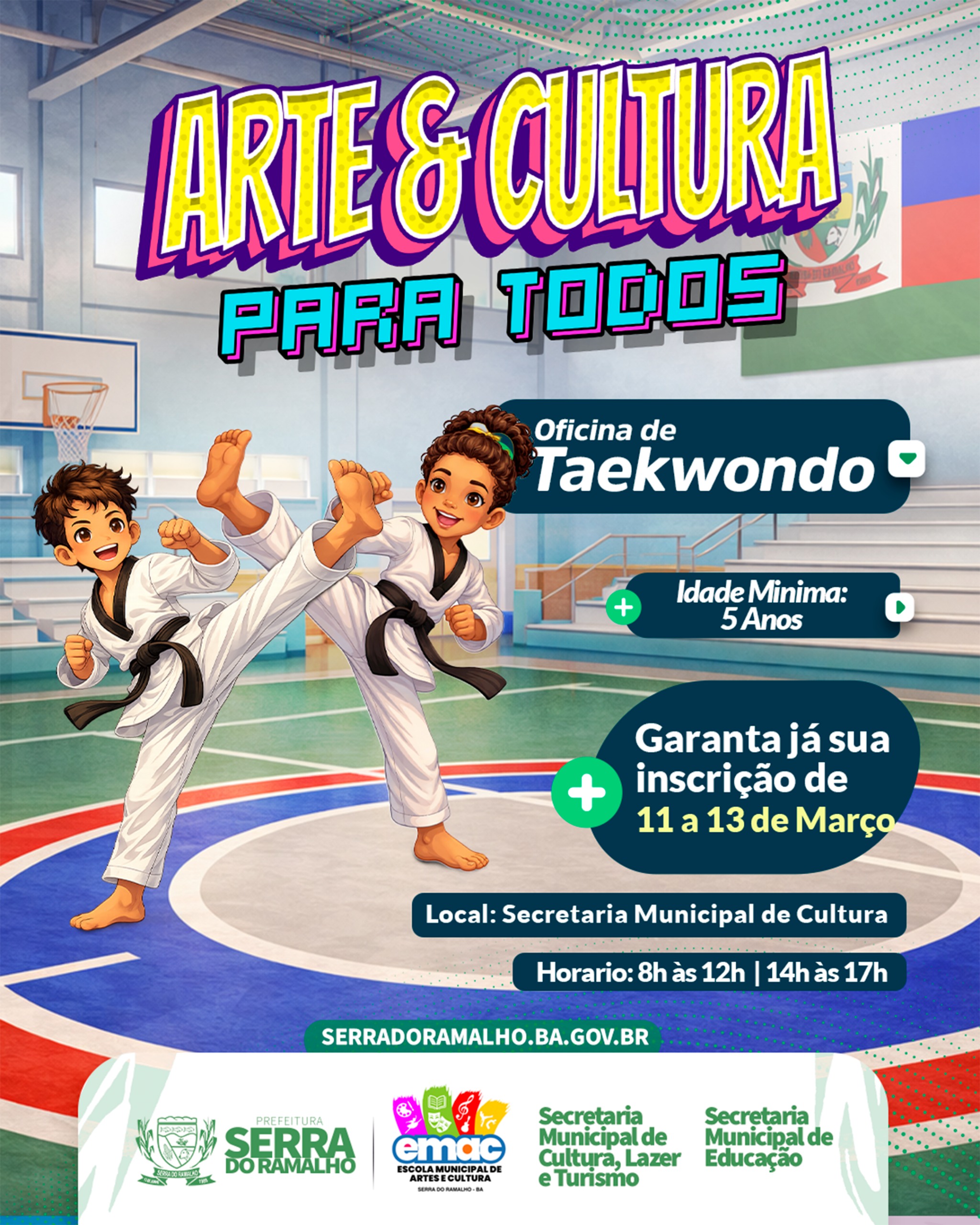 Inscrições Abertas Para Oficina de Taekwondo na Escola Municipal de Artes e Cultura