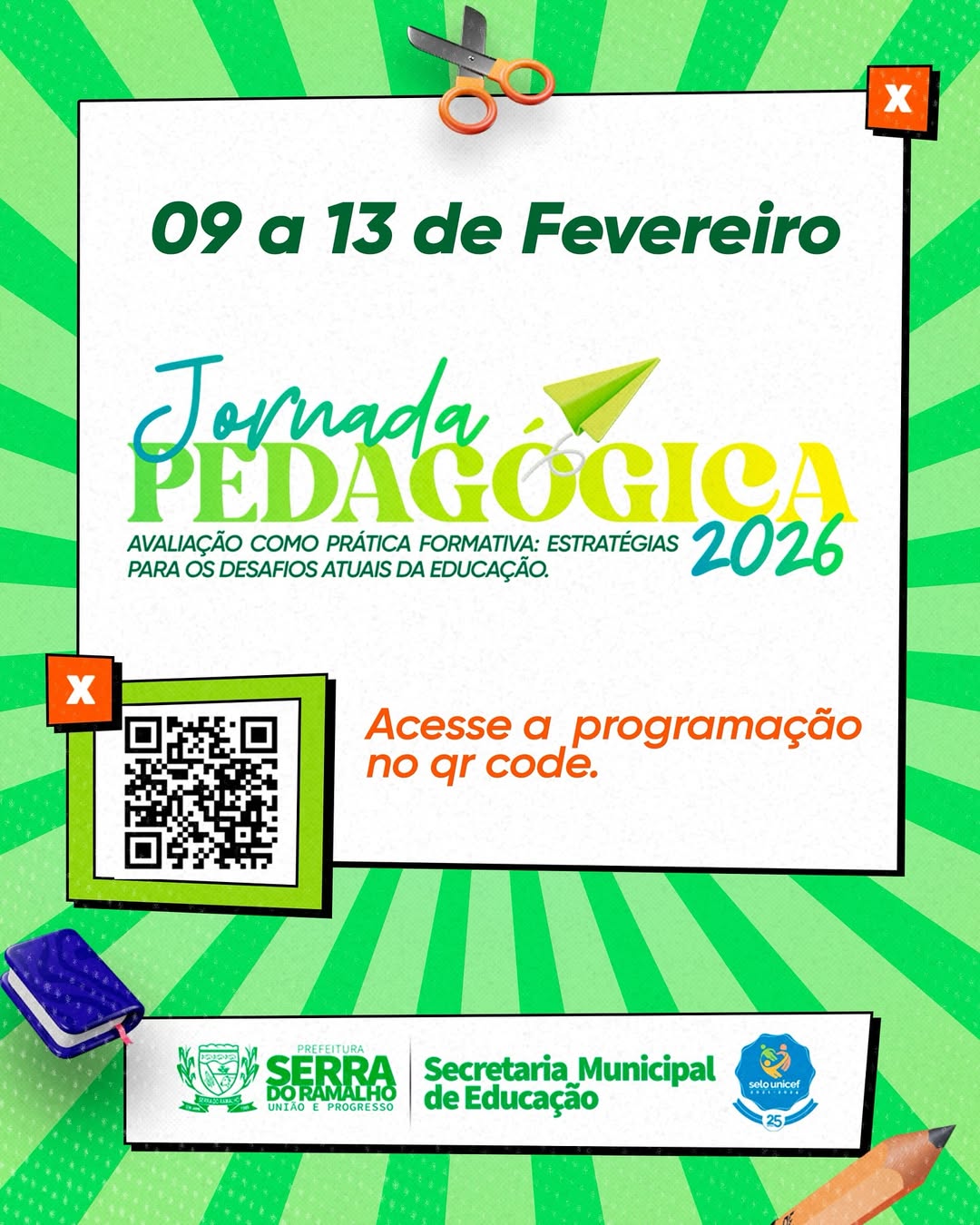 Educação realiza Jornada Pedagógica 2026 com foco na avaliação como prática formativa