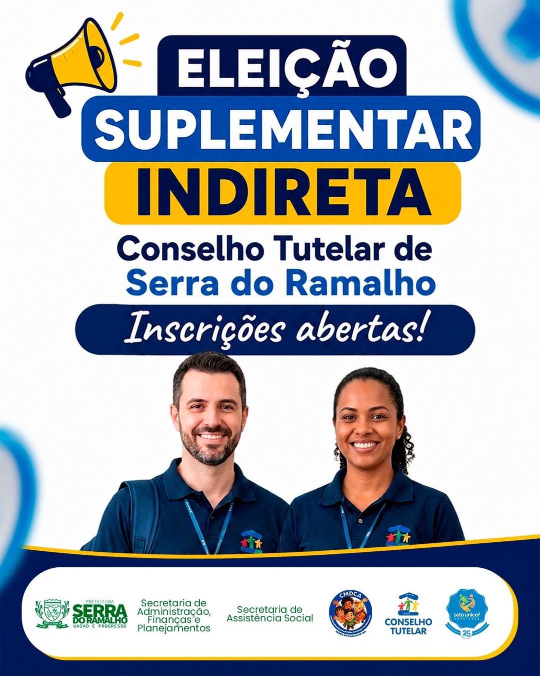 Inscrições para Eleição Suplementar Indireta do Conselho Tutelar de Serra do Ramalho estão abertas