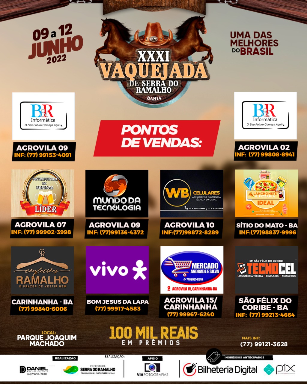 A Trigésima Primeira Vaquejada de Serra do Ramalho está chegando e fique ligadinho (a) para saber onde adquirir o seu passaporte de entrada para essa festa inesquecível!