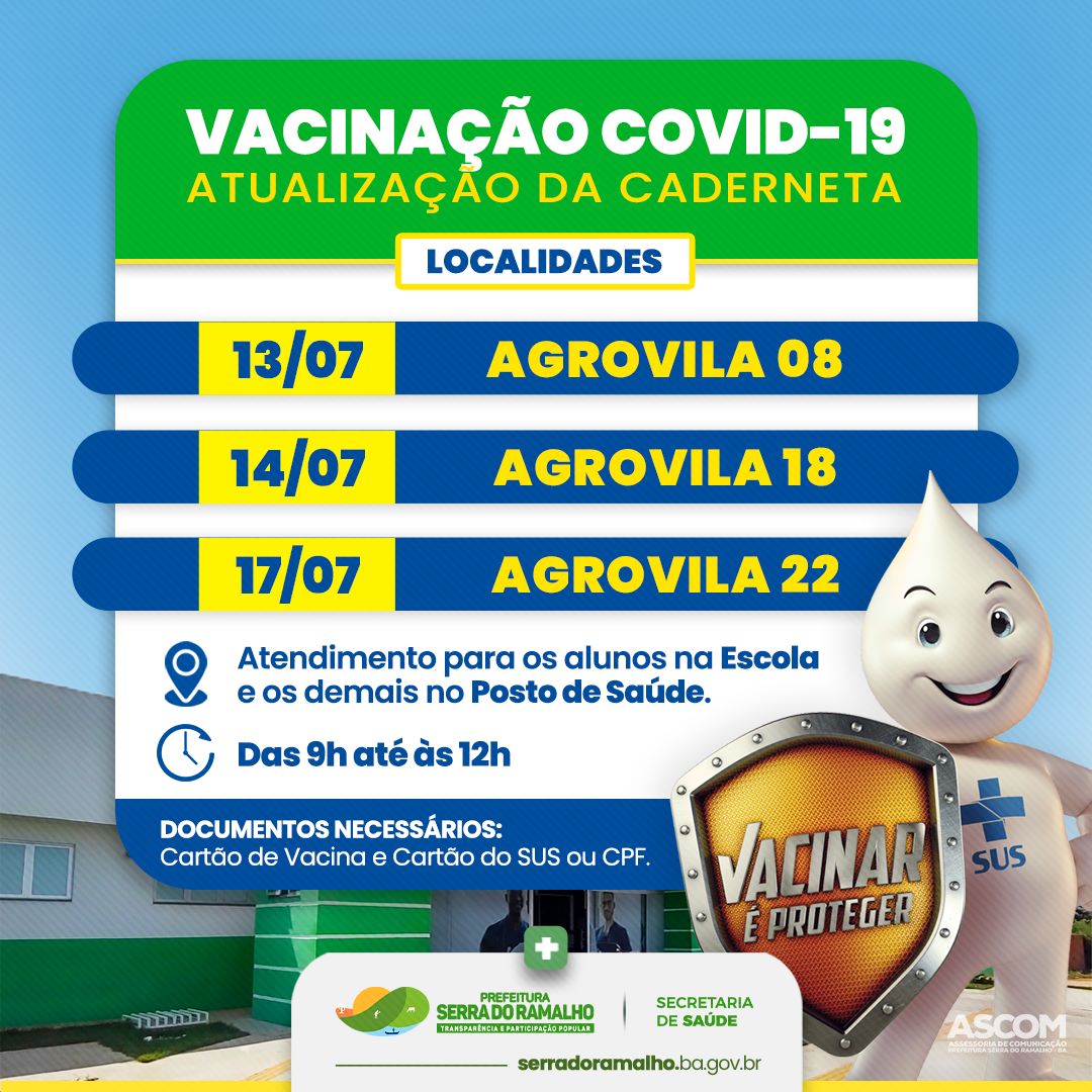 Atenção ao cronograma de atualização da caderneta de vacinação contra a Covid-19!