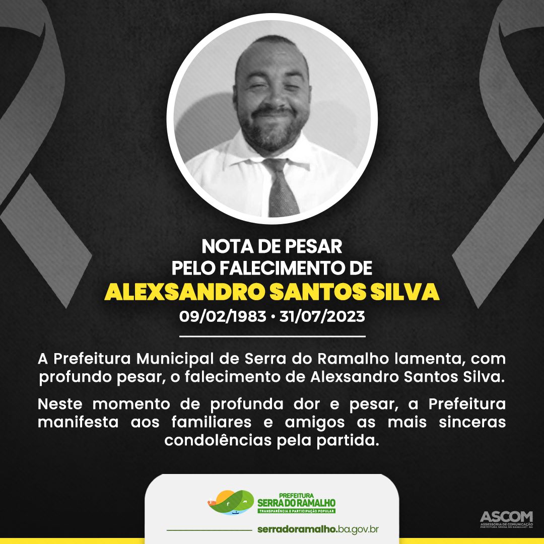 Nota de Pesar, falecimento de Alexandro Santos