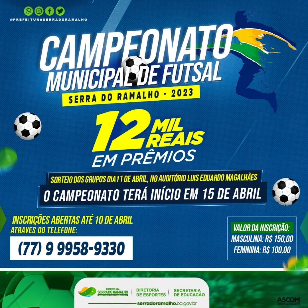 Vem aí o Campeonato Municipal de Futsal de Serra do Ramalho!