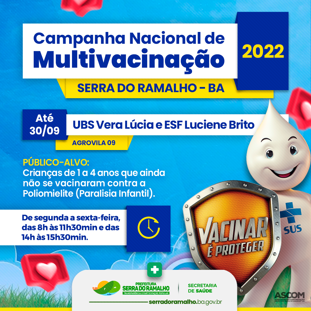 A Campanha de Vacinação Contra a Paralisia Infantil está prorrogada até o dia 30 de setembro!