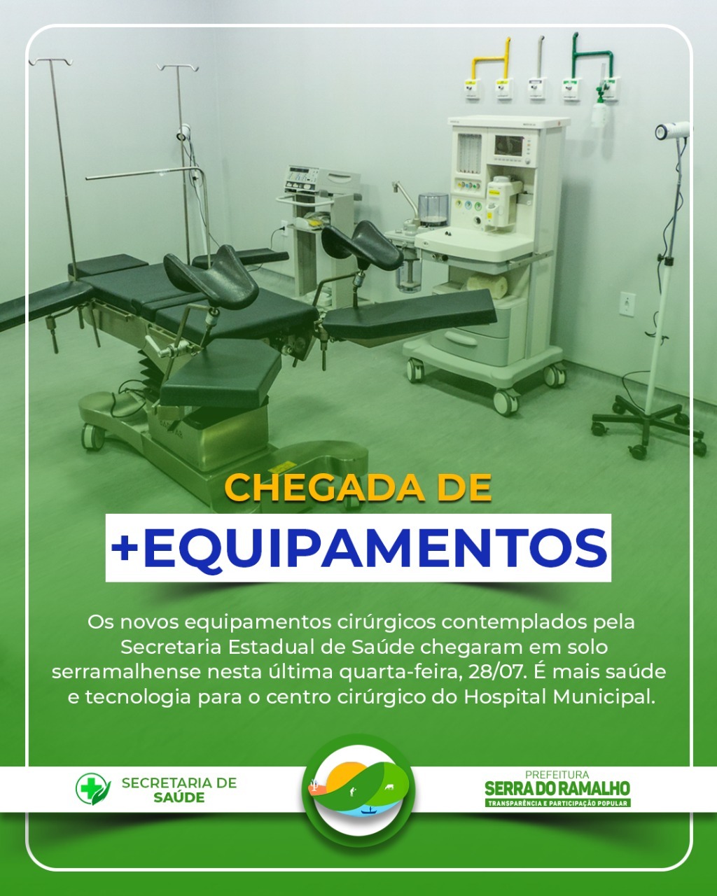 Centro cirúrgico do Hospital Municipal de Serra do Ramalho, já conta com novos equipamentos!