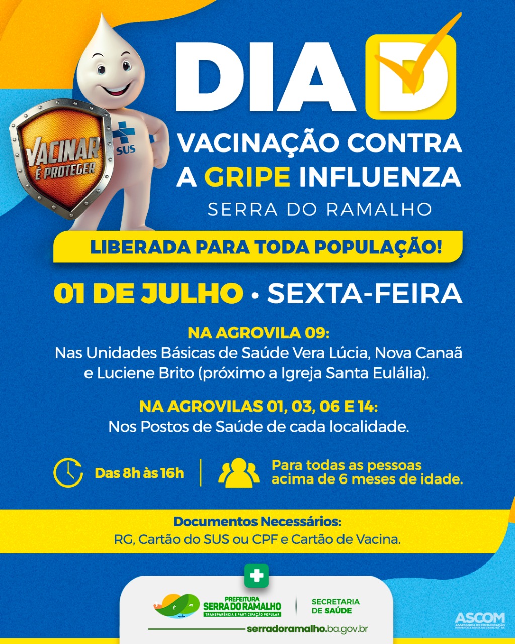 ATENÇÃO PARA O DIA D DE VACINAÇÃO CONTRA A GRIPE!