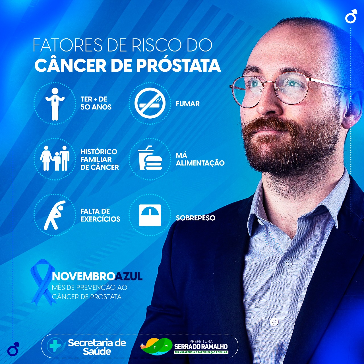 Neste novembro azul a Prefeitura de Serra do Ramalho vem conscientizar a todos sobre o perigo do câncer de próstata.