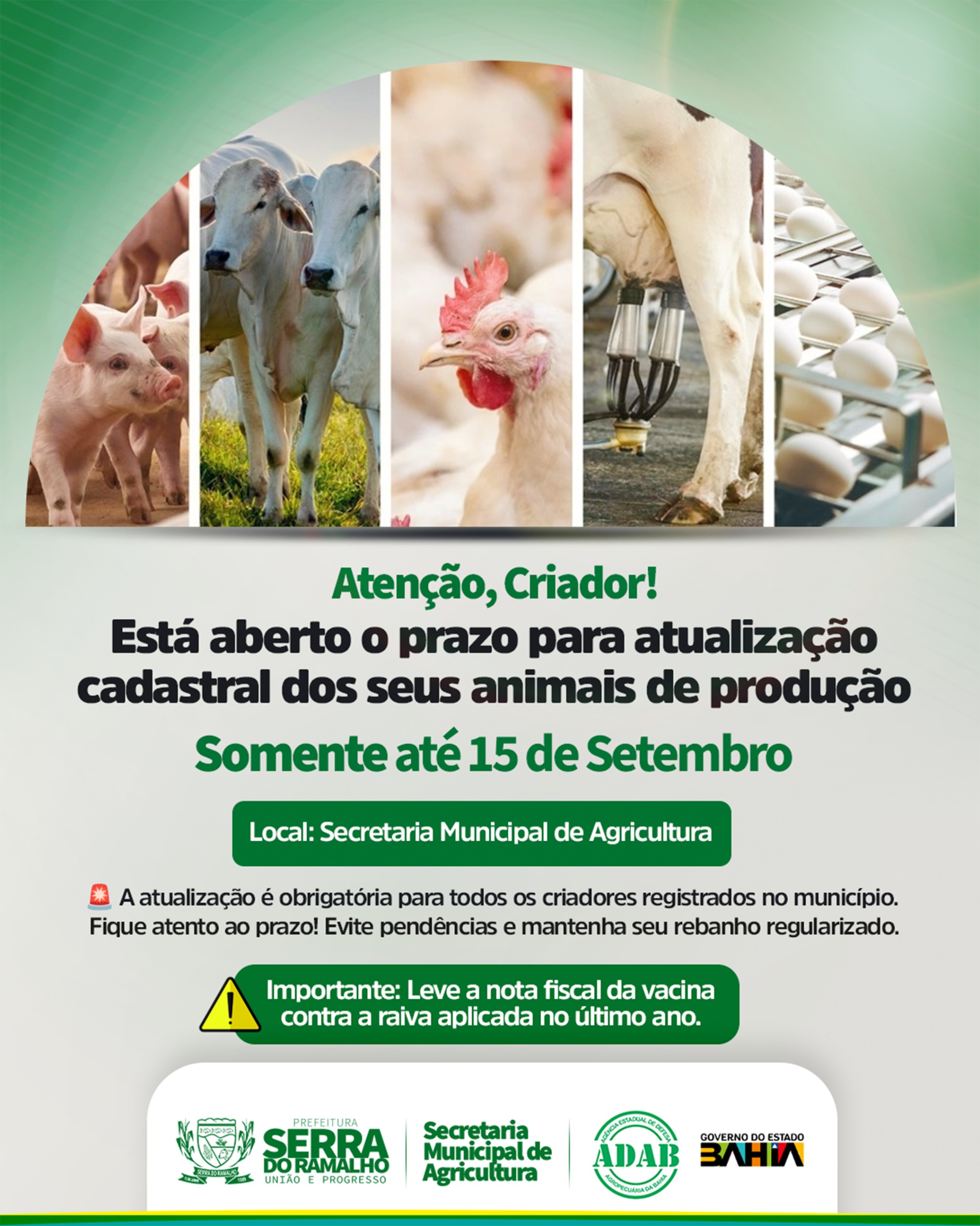 Atenção Criadores: Atualização de Cadastro até 15/09