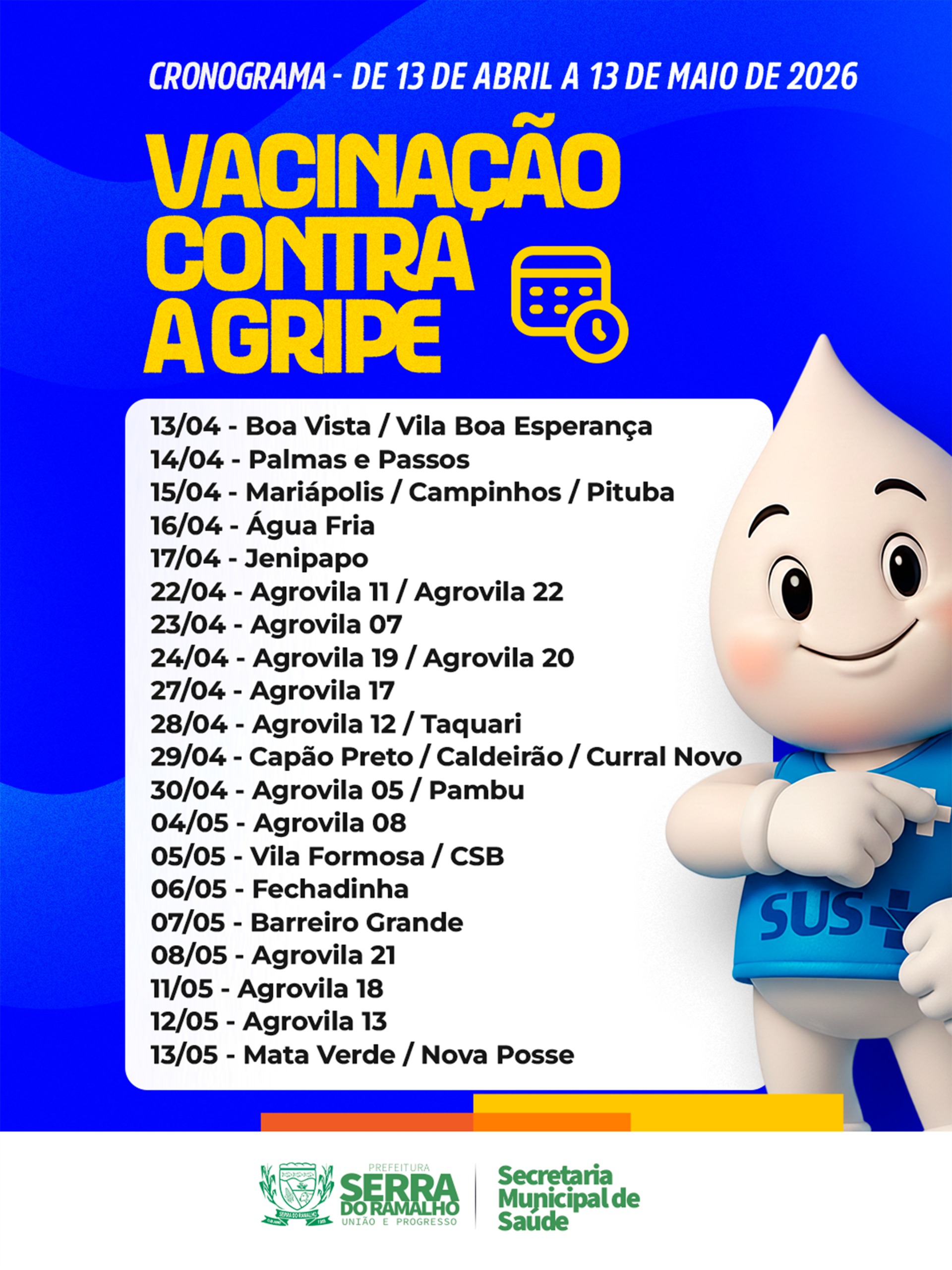 Vacinação Contra a Gripe Terá Cronograma Itinerante em Serra do Ramalho Entre Abril e Maio