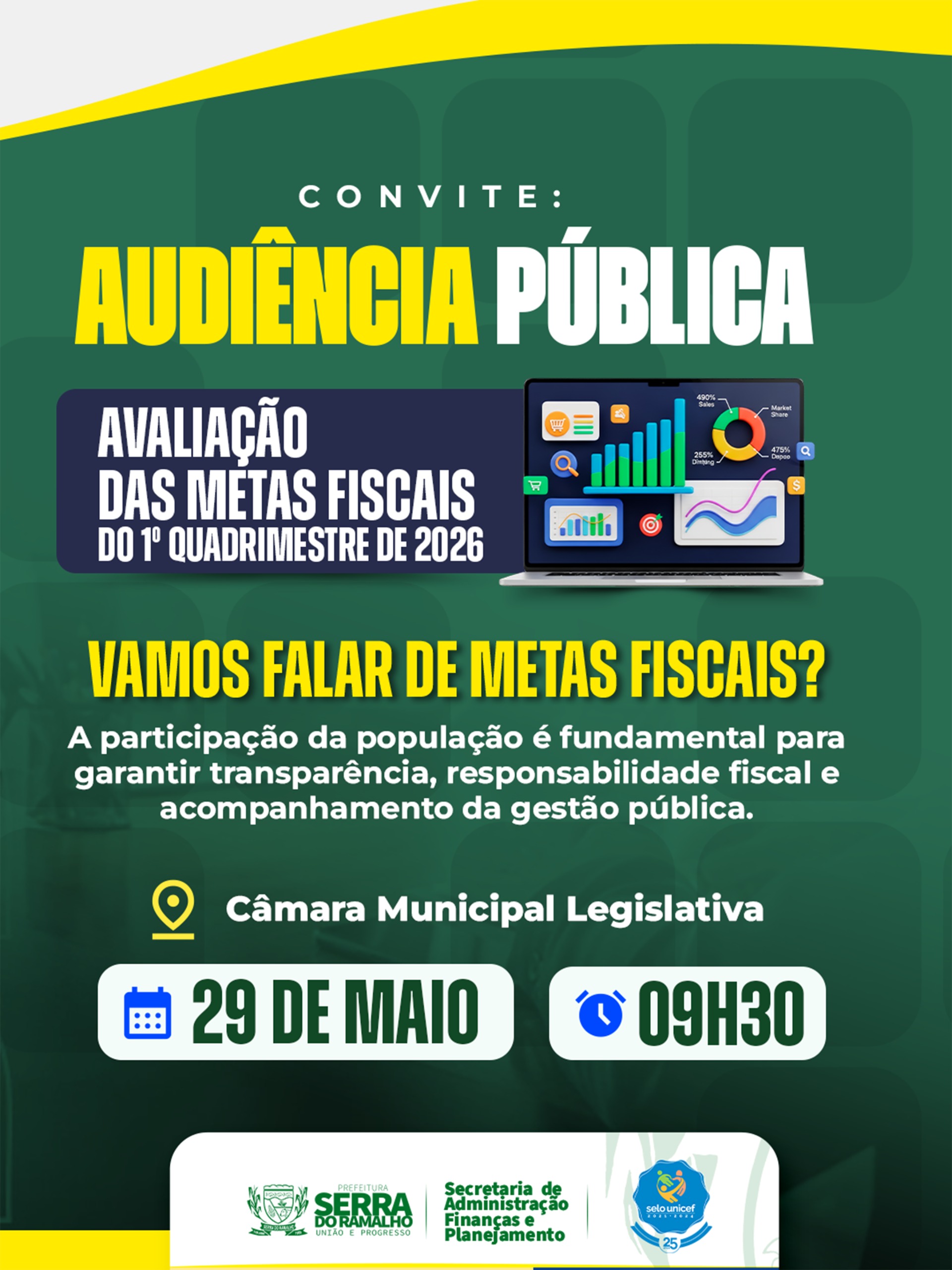 Audiência Pública Irá Avaliar Metas Fiscais do 1º Quadrimestre de 2026