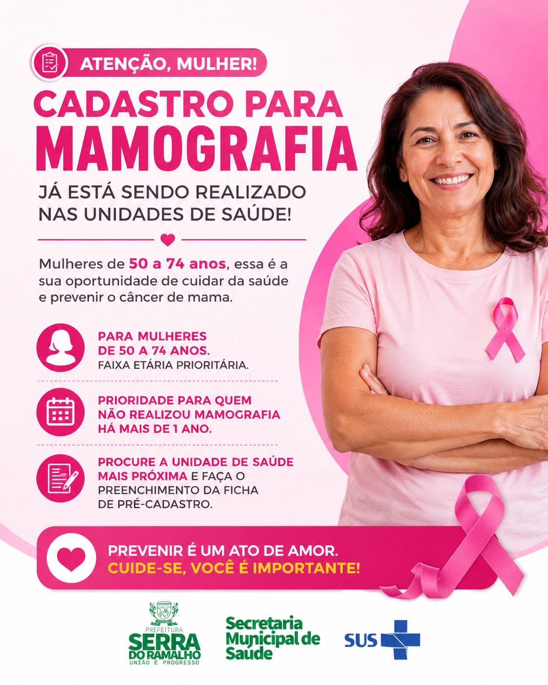 Cadastro para Mamografia já está disponível nas unidades de saúde de Serra do Ramalho