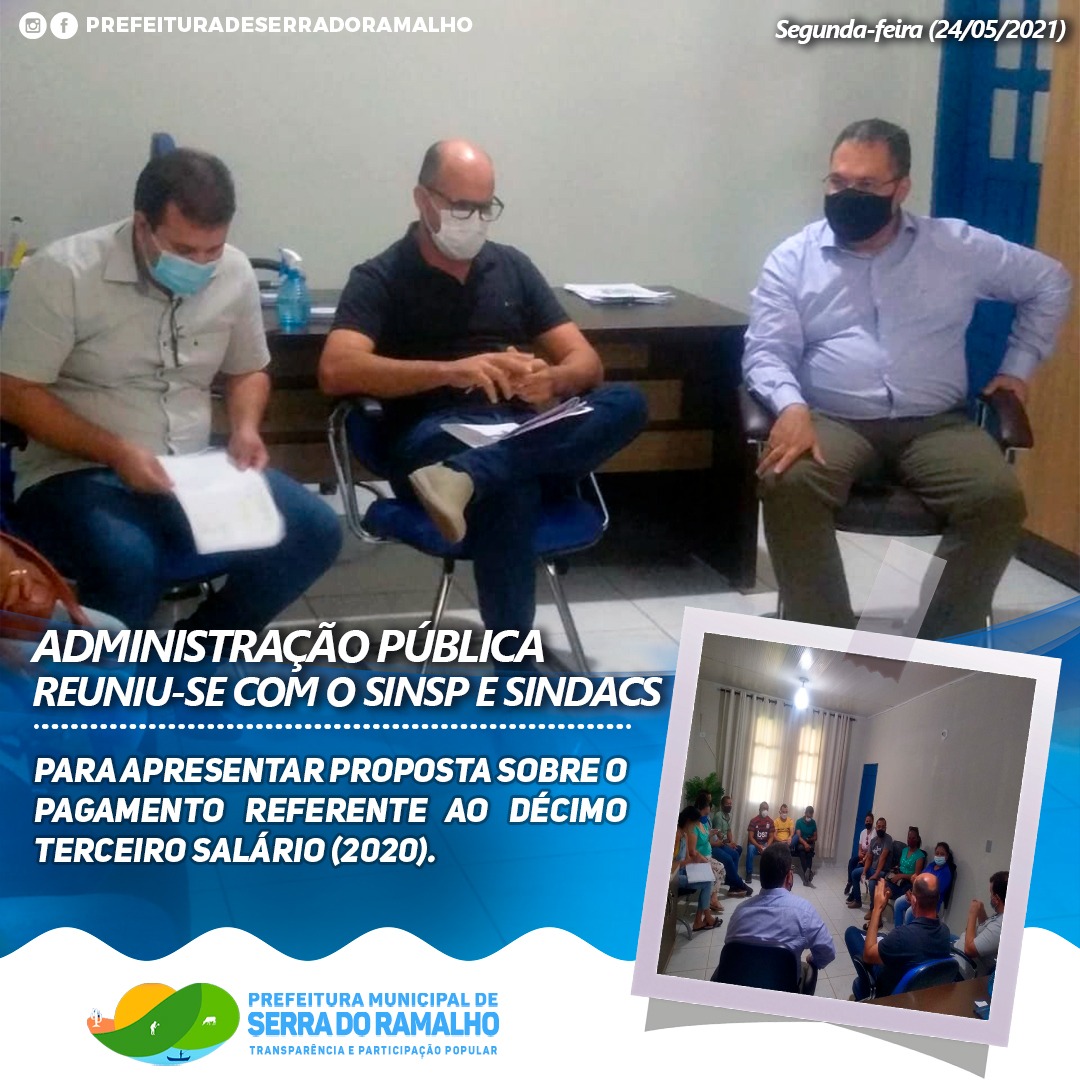 Na manhã desta segunda-feira (24/05/21), a administração pública Municipal de Serra do Ramalho, representada pelo Assessor Jurídico - Cassiano Lisboa, o Secretário de Administração - Márcio Nunes e o Controlador Geral - Leonilton Cardoso, reuniram-se com