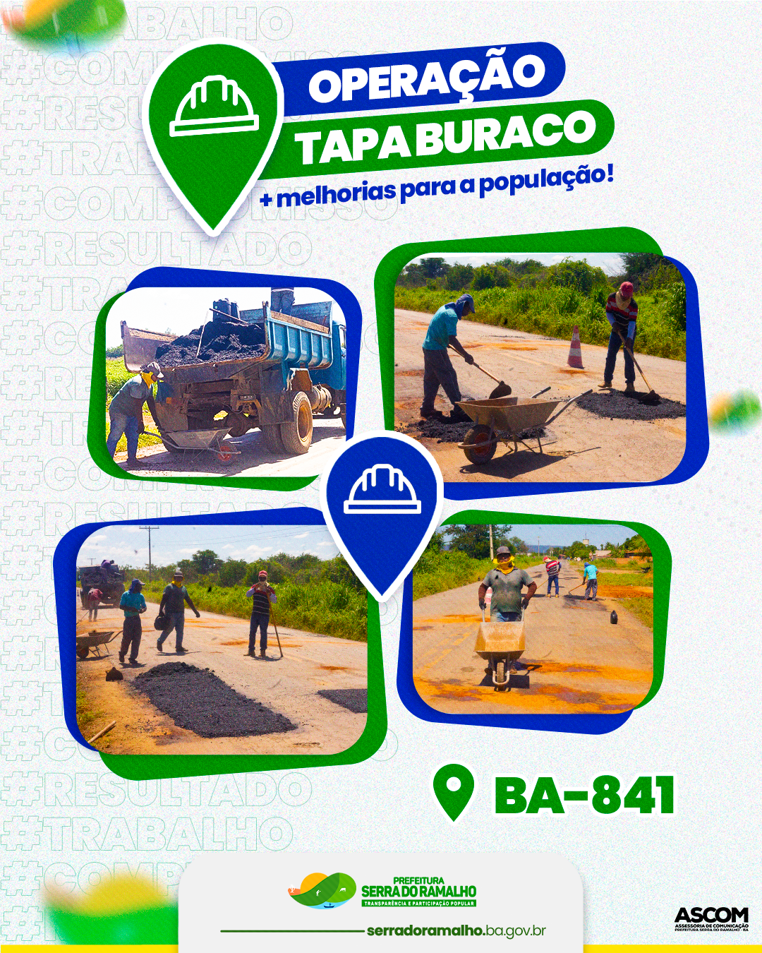 A Prefeitura Municipal de Serra do Ramalho está realizando uma operação tapa-buraco na BA-841.