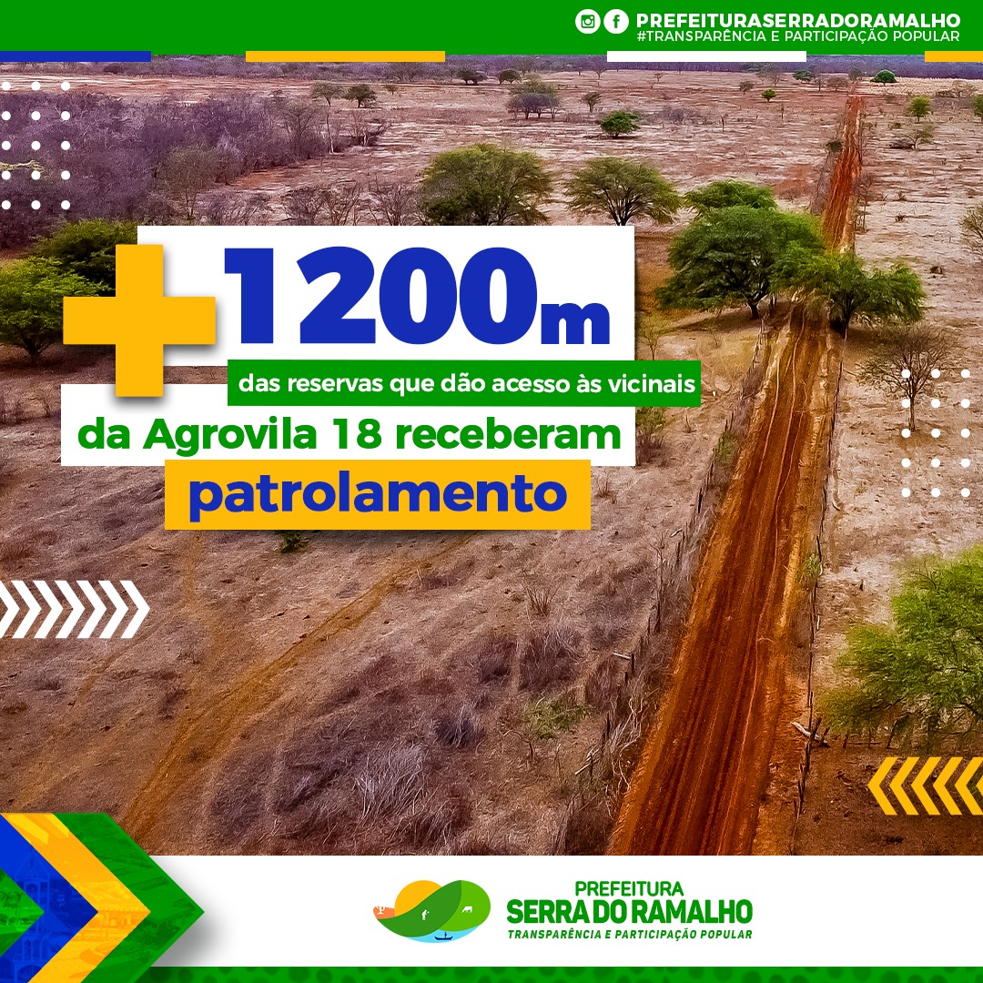 Mais de 1.200 metros das reservas que dão acesso às vicinais da agrovila 18 receberam patrolamento da Secretaria de Obras, com apoio do Deputado Federal @adolfovianaoficial e do Deputado Estadual @tiagocorreiaoficial.