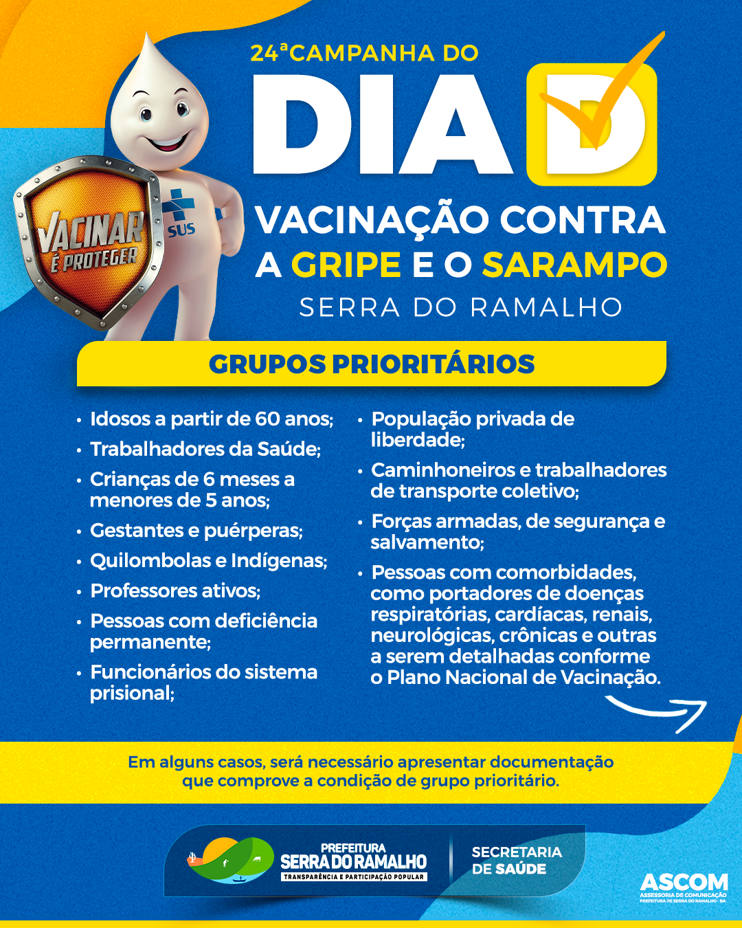 2ª Fase da Vacinação contra a Gripe (Influenza) e o Sarampo em Serra do Ramalho!