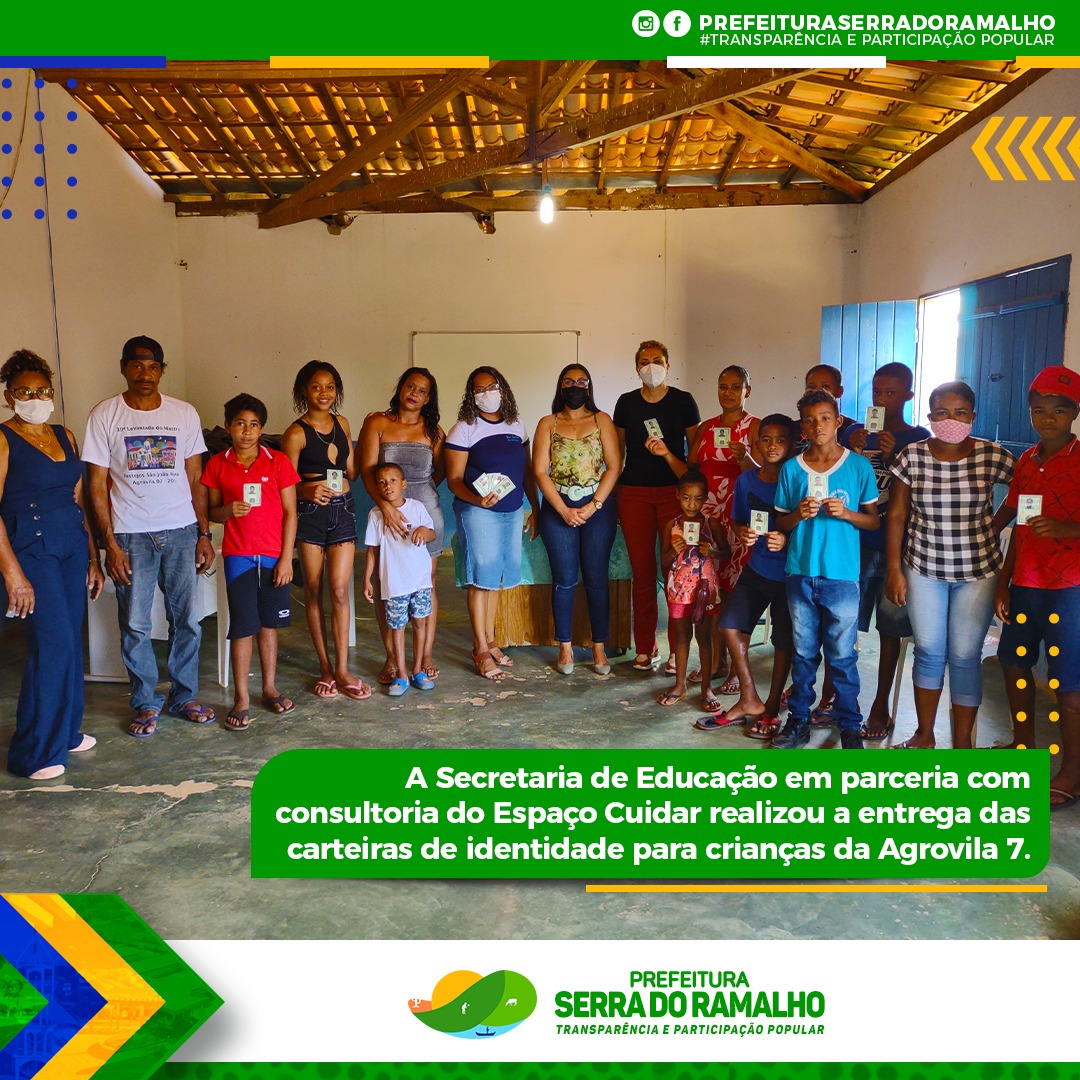 A Secretaria de Educação em parceria com a consultoria do Espaço Cuidar realizou a entrega das carteiras de identidade para crianças da Agrovila 07.