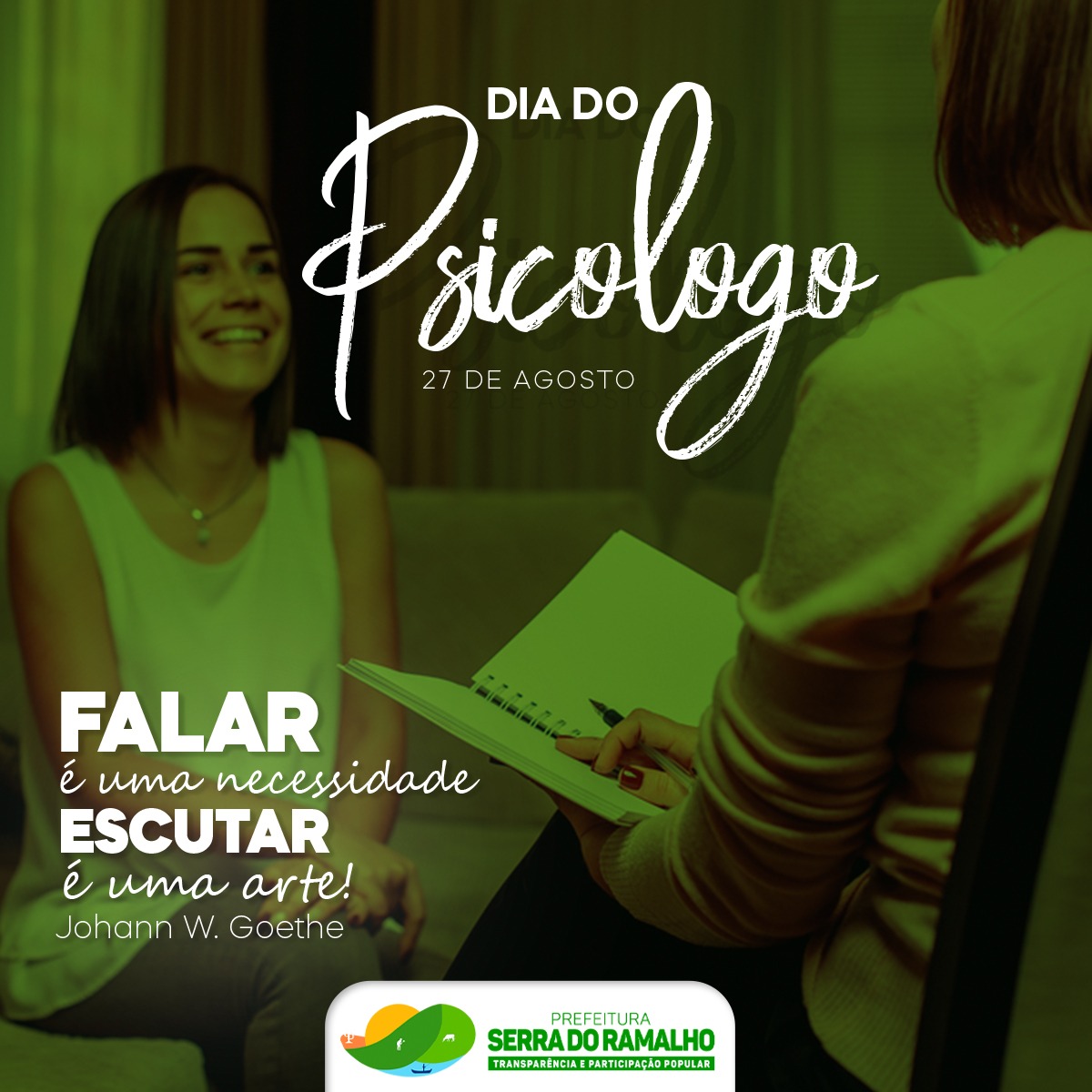 Neste dia do Psicólogo, a Prefeitura de Serra do Ramalho parabeniza a todos os profissionais de nosso município que são responsáveis pelo bem estar mental de seus pacientes.