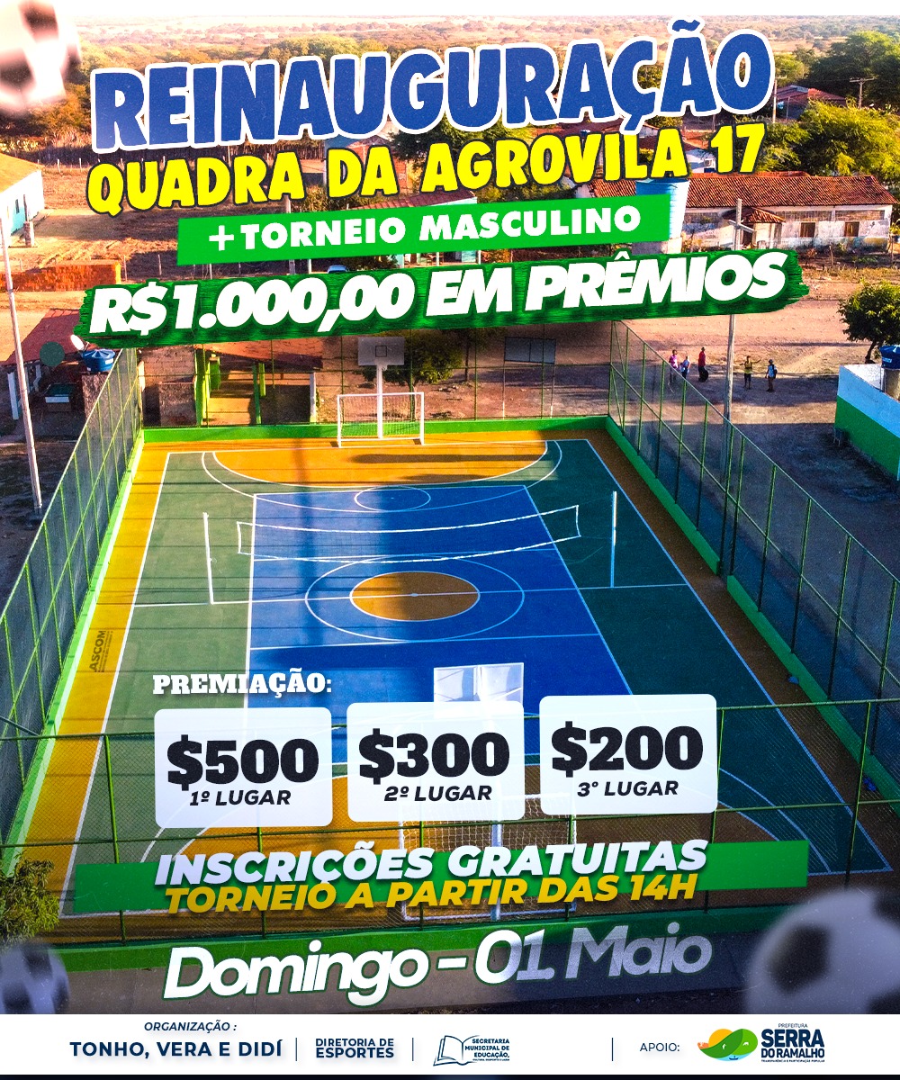 Estamos reinaugurando mais uma quadra poliesportiva em nosso município, e dessa vez na Agrovila 17!