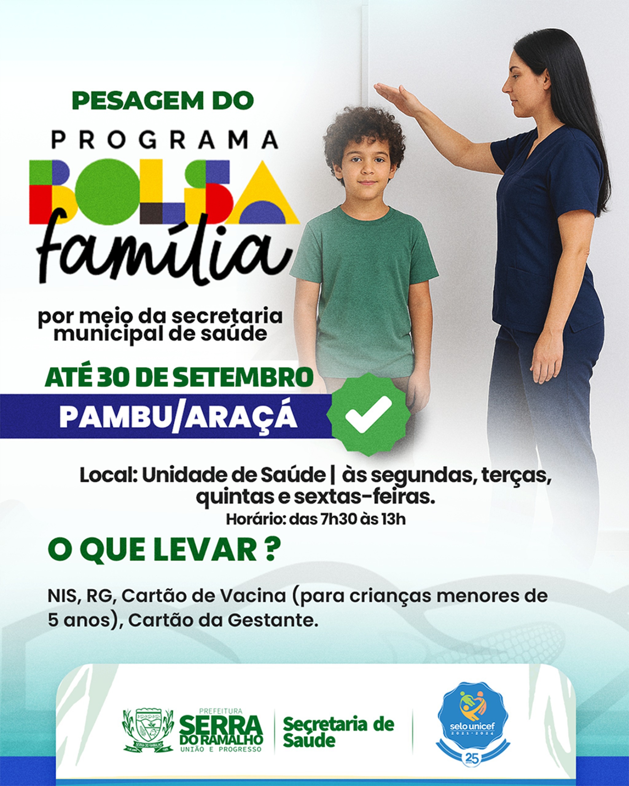 Pesagem do Programa Bolsa Família Segue até 30 de Setembro em Pambu/Araçá