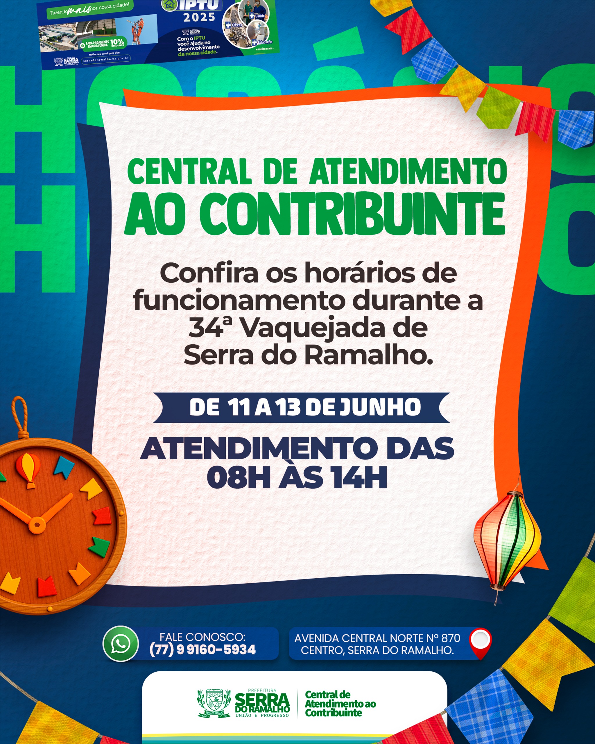 Central de Atendimento ao Contribuinte Terá Horário Especial Durante a 34ª Vaquejada de Serra do Ramalho