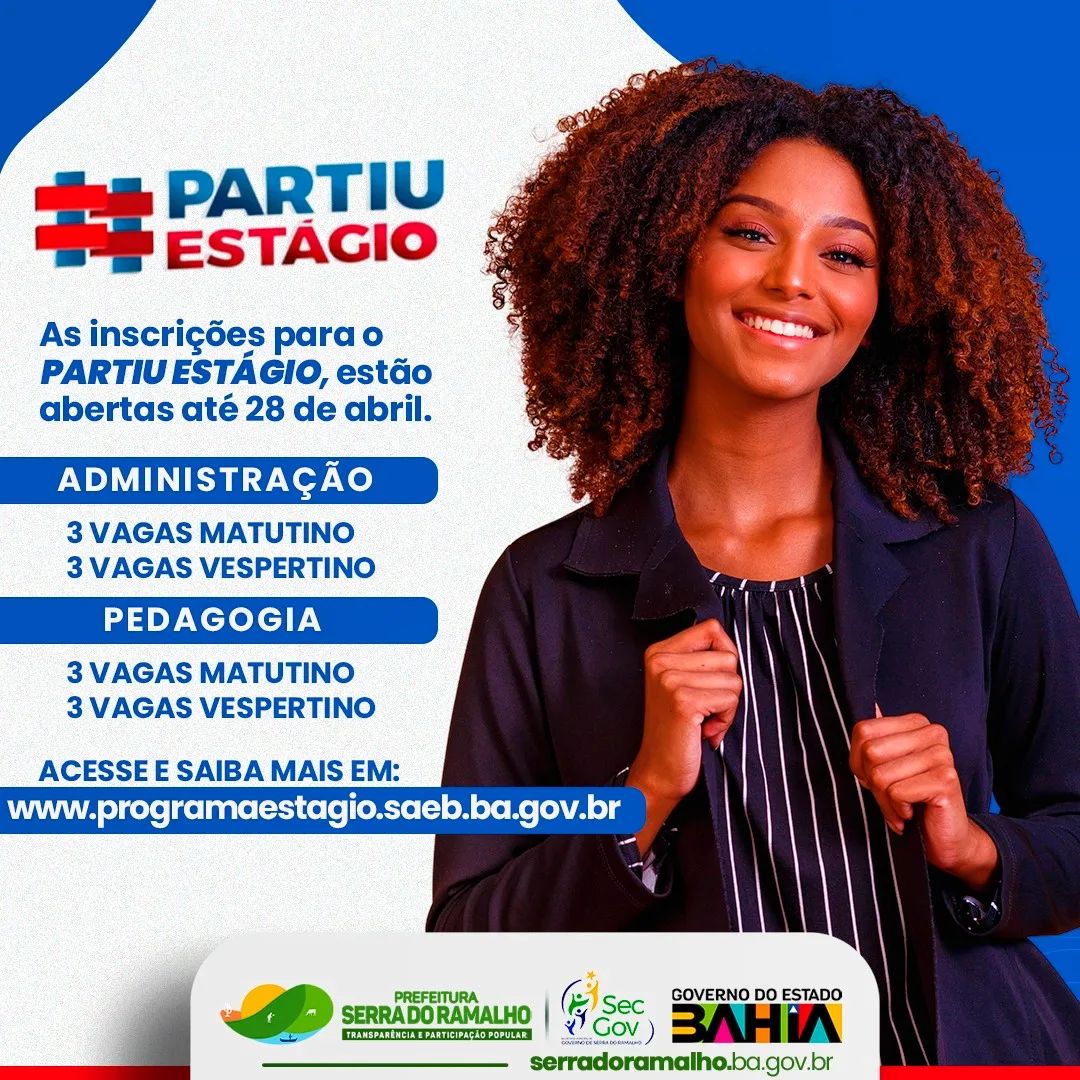 Prepara que as inscrições do #PartiuEstagio estão ABERTAS até 28 de Abril de 2023.