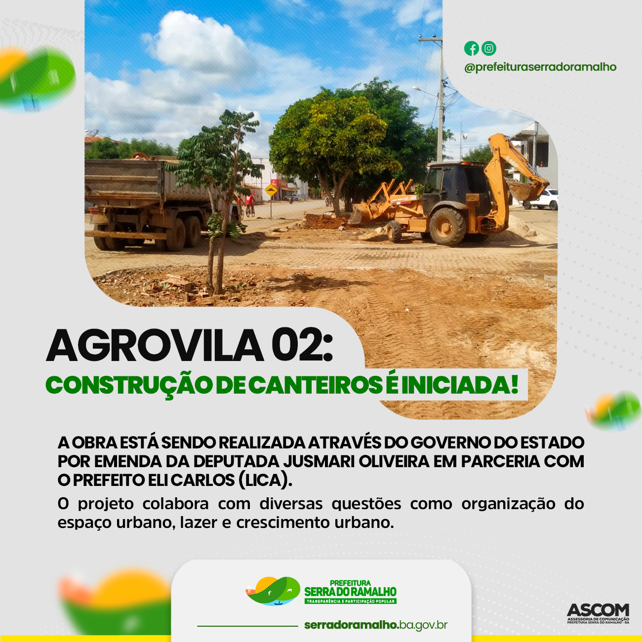 A Agrovila 02 iniciou, na última quinta (28), as obras de construção (ou urbanização) de canteiros, na entrada do distrito.