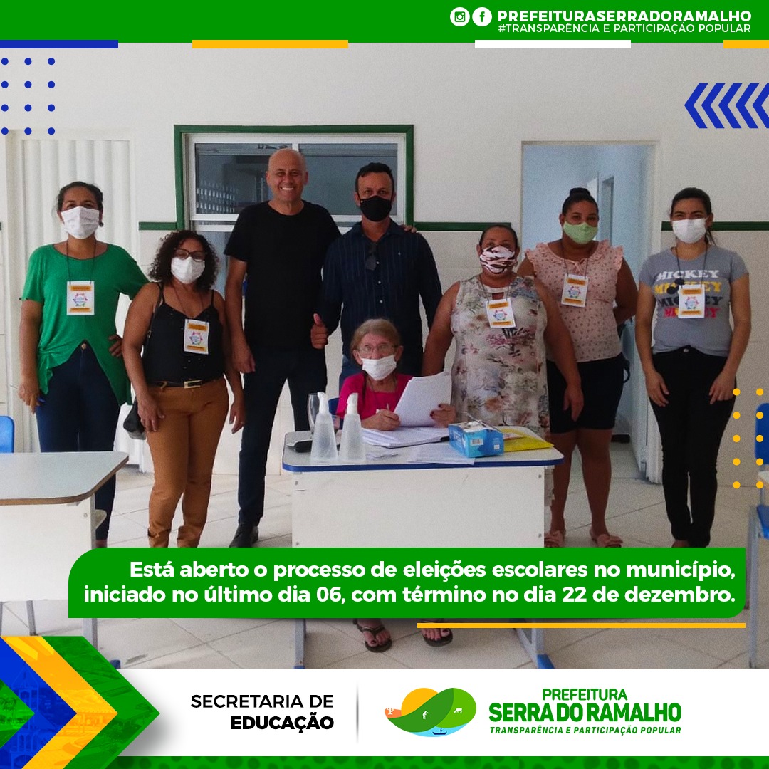 Está aberto o processo de eleições escolares no município, iniciado dia 06/12, com término no dia 22/12. Atenção ao cronograma de votação!