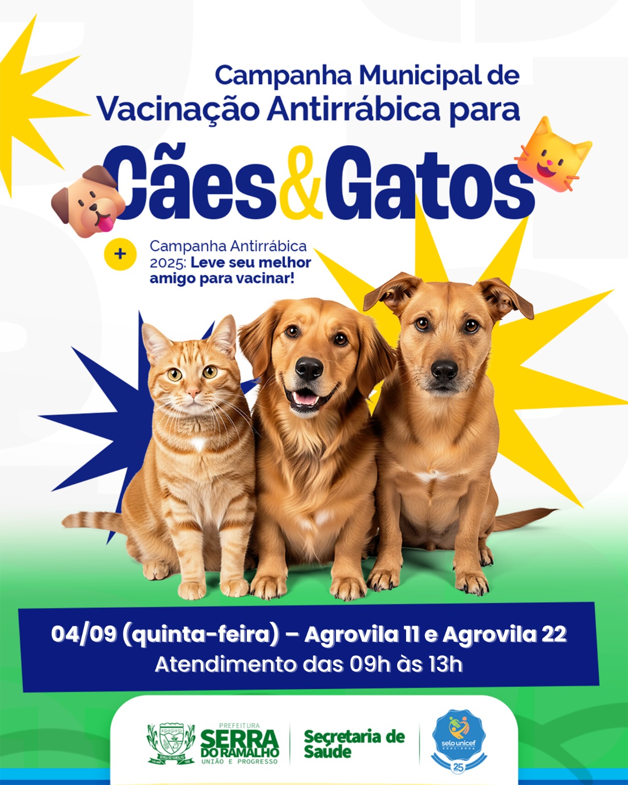 Vacinação Antirrábica Será Realizada Nesta Quinta-Feira (04/09) Na Agrovila 11 e Agrovila 22
