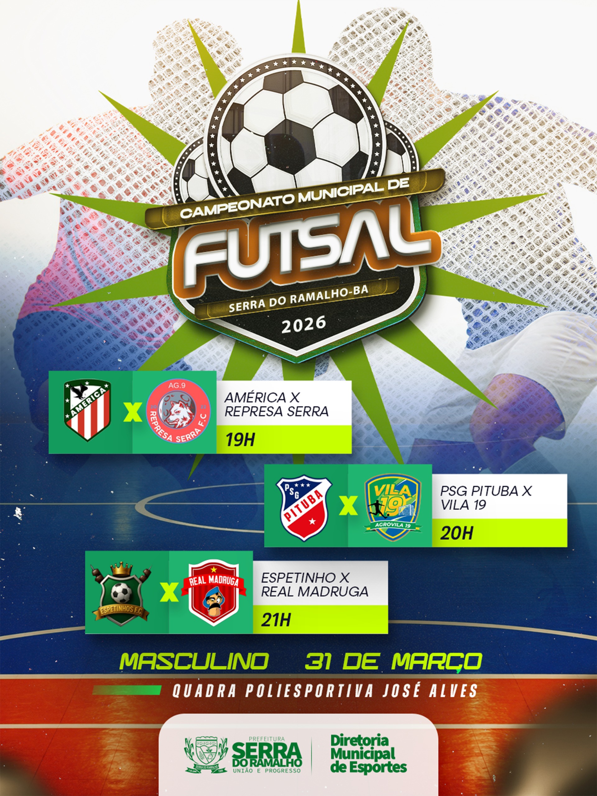 Rodada do Campeonato Municipal de Futsal Movimenta Categoria Masculino Nesta terça (31)