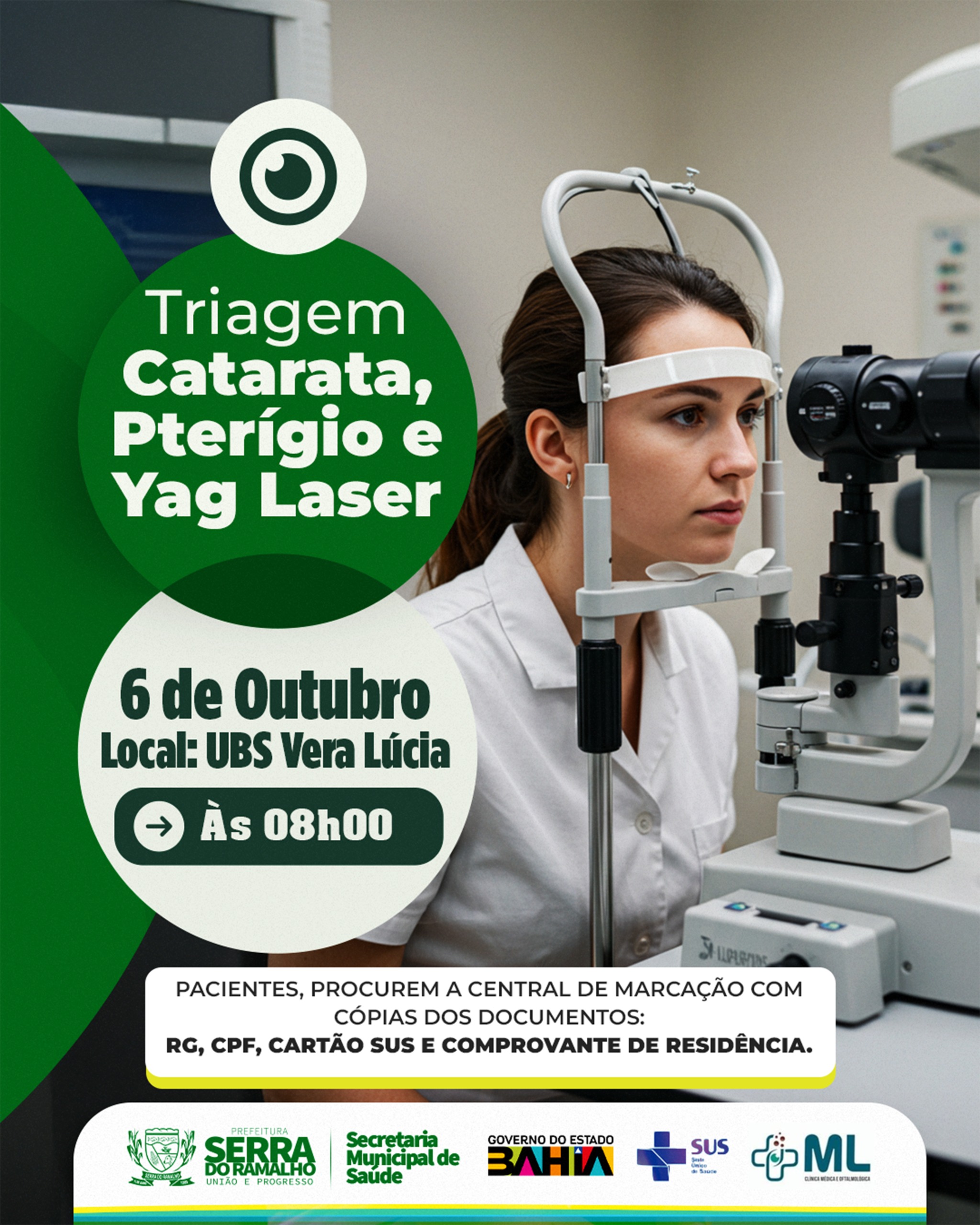 Triagem de Catarata, Pterígio e Yag Laser será realizada em Serra do Ramalho