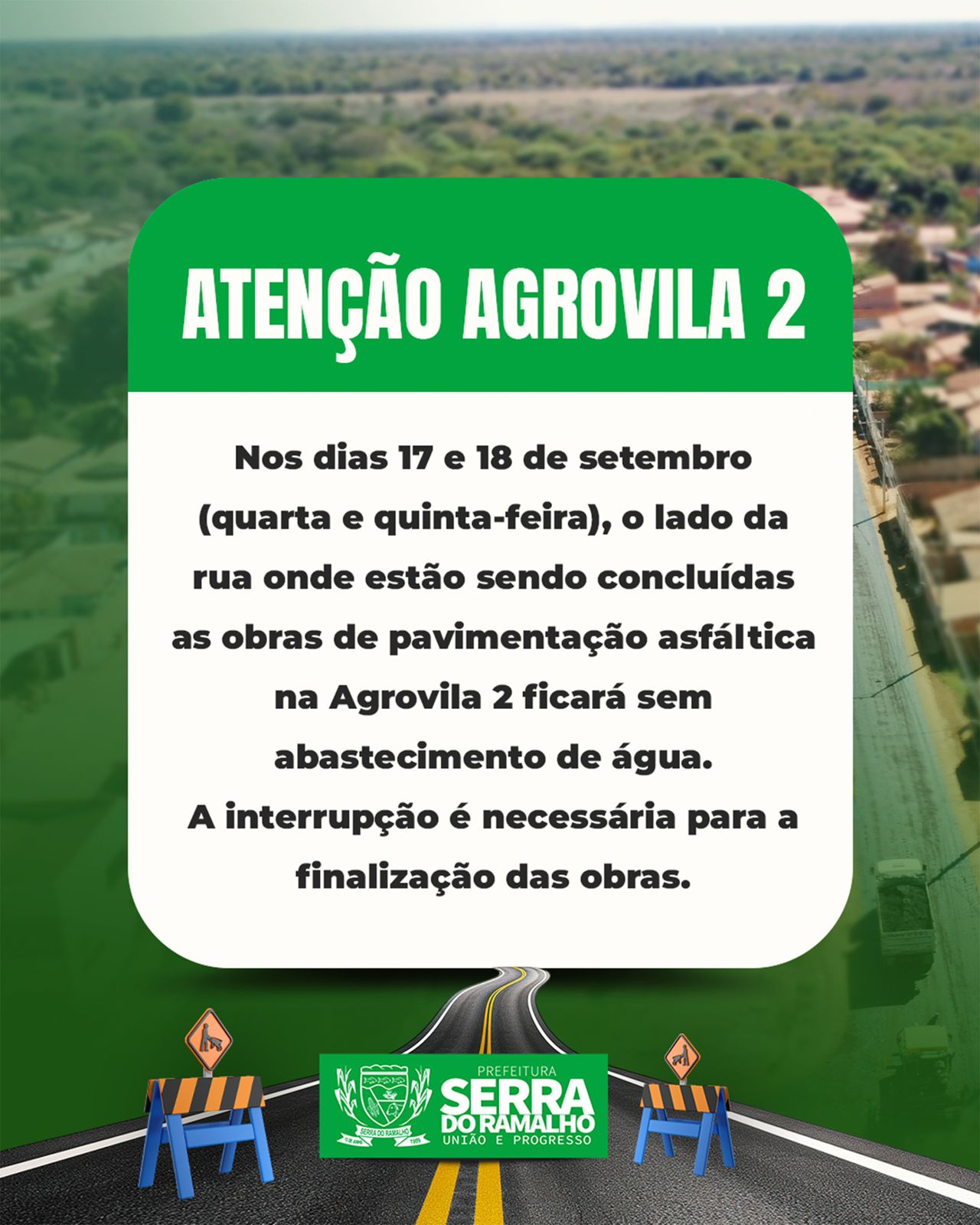Interrupção Temporária do Abastecimento de Água na Agrovila 2