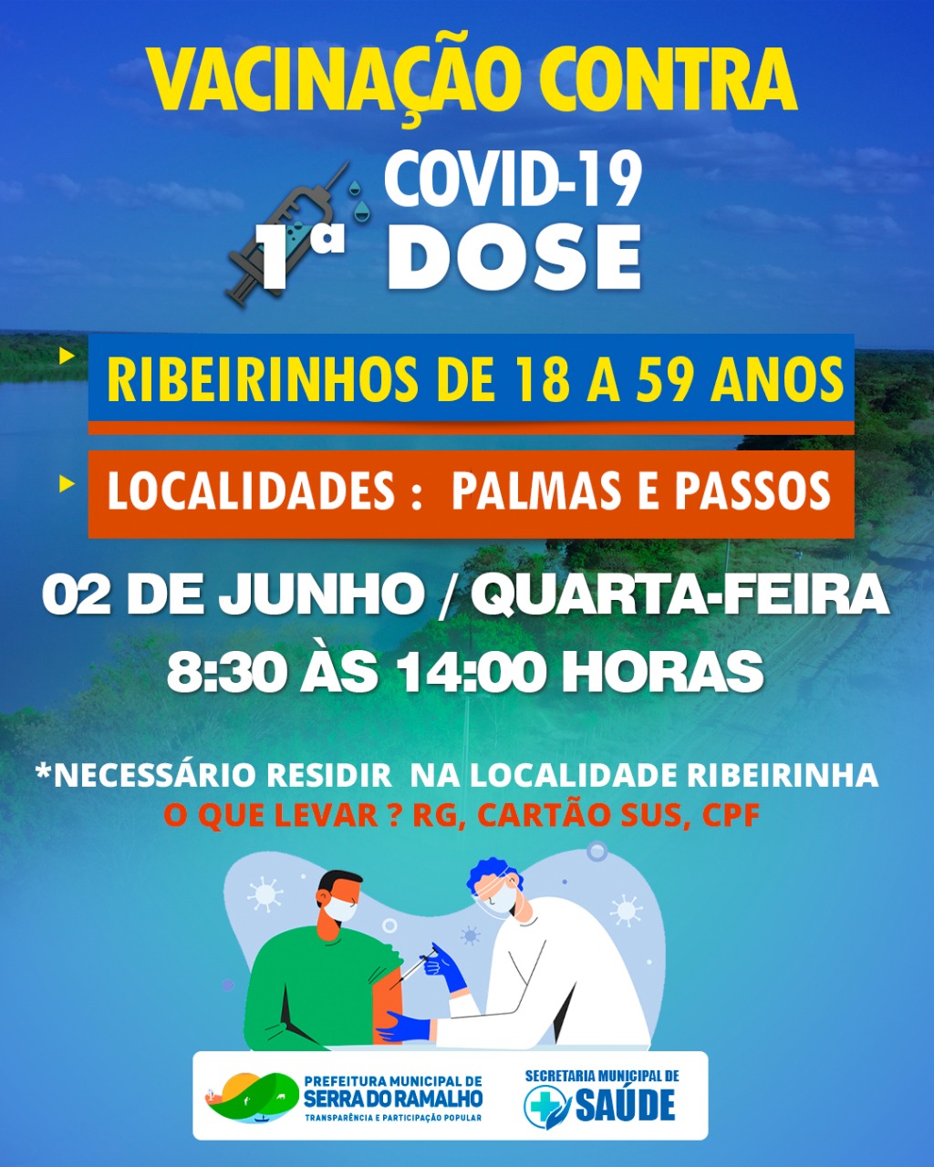 Vacinação contra Covid-19, 1º dose de 18 á 59 anos dia 02/06/2021.
