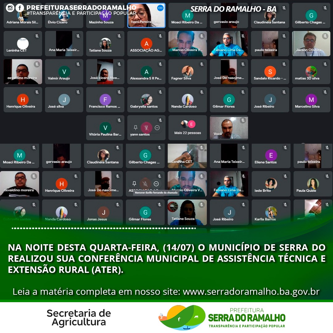 Na noite desta quarta-feira, (14/07) o município de Serra do realizou sua conferência municipal de Assistência Técnica e Extensão Rural.