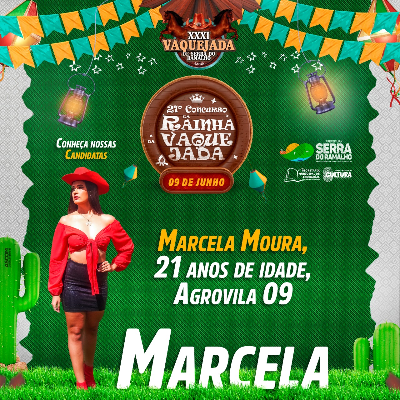 Conheça Marcela Moura, uma das nossas belíssimas candidatas ao título de Rainha da XXXI Vaquejada de Serra do Ramalho. Marcela tem 21 anos de idade, e mora na Agrovila 09 do município.