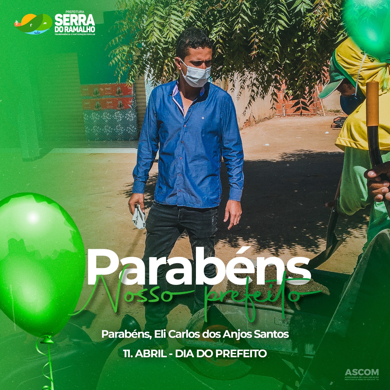 Hoje, 11/04, é o dia do Prefeito, e a Prefeitura Municipal de Serra do Ramalho parabeniza ao nosso gestor, Lica!