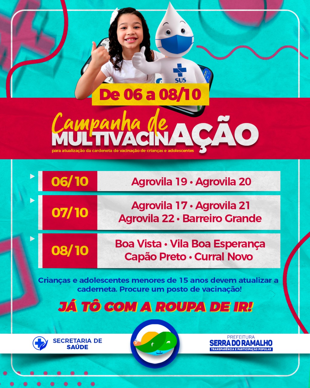 Vai começar a Campanha de Multivacinação para crianças e adolescentes de Serra do Ramalho!