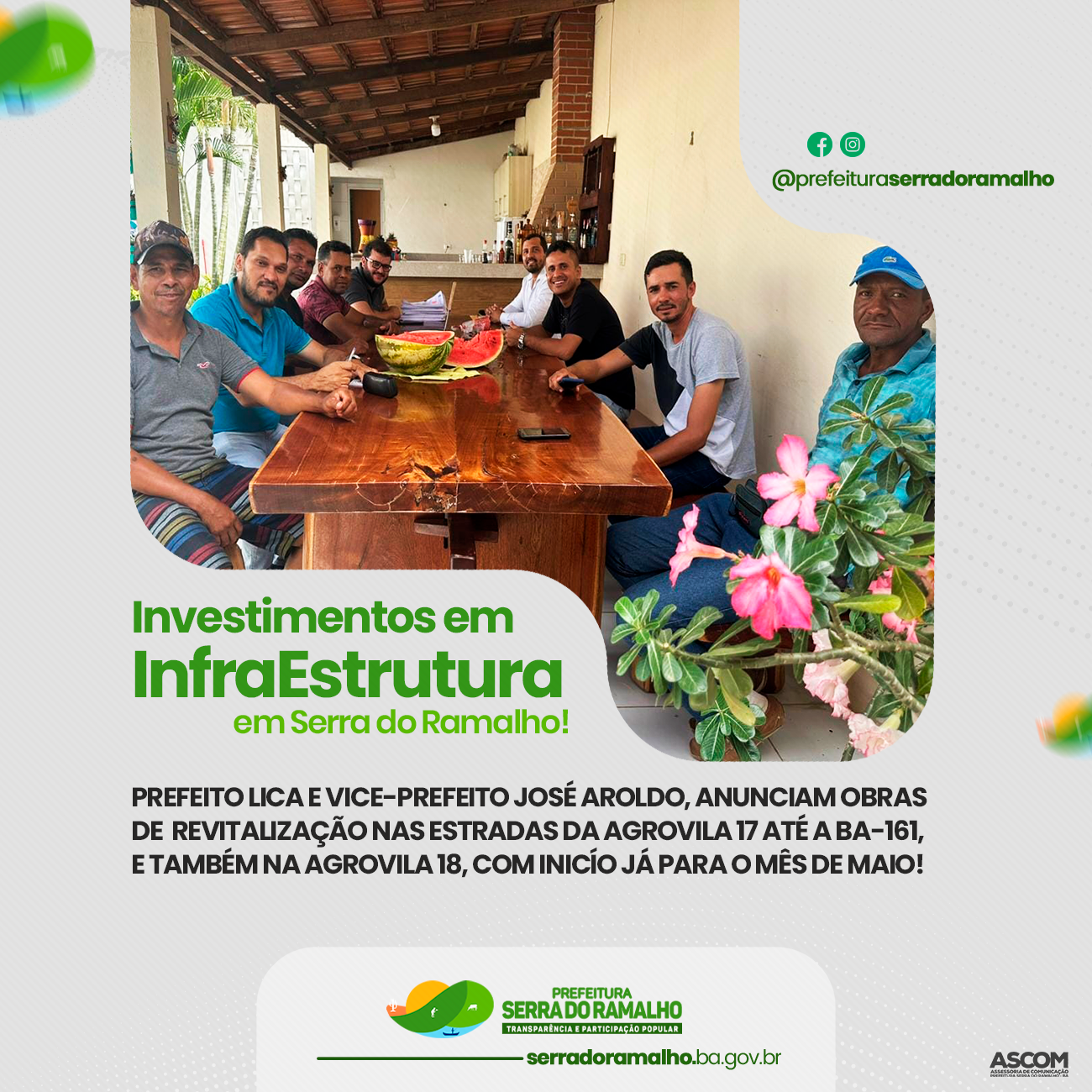 Anunciadas Obras de revitalização nas estradas das Agrovilas 17 até a BA-161 e também na 18 para o mês de maio.