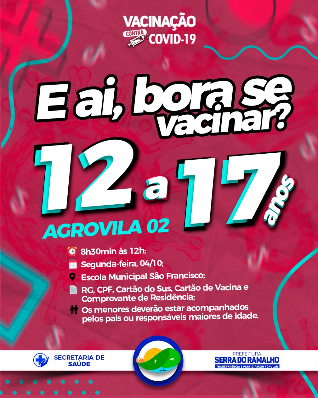 Vacinar a todos (as) é importante para a não proliferação do vírus e contenção da pandemia A VACINA SALVA VIDAS!
