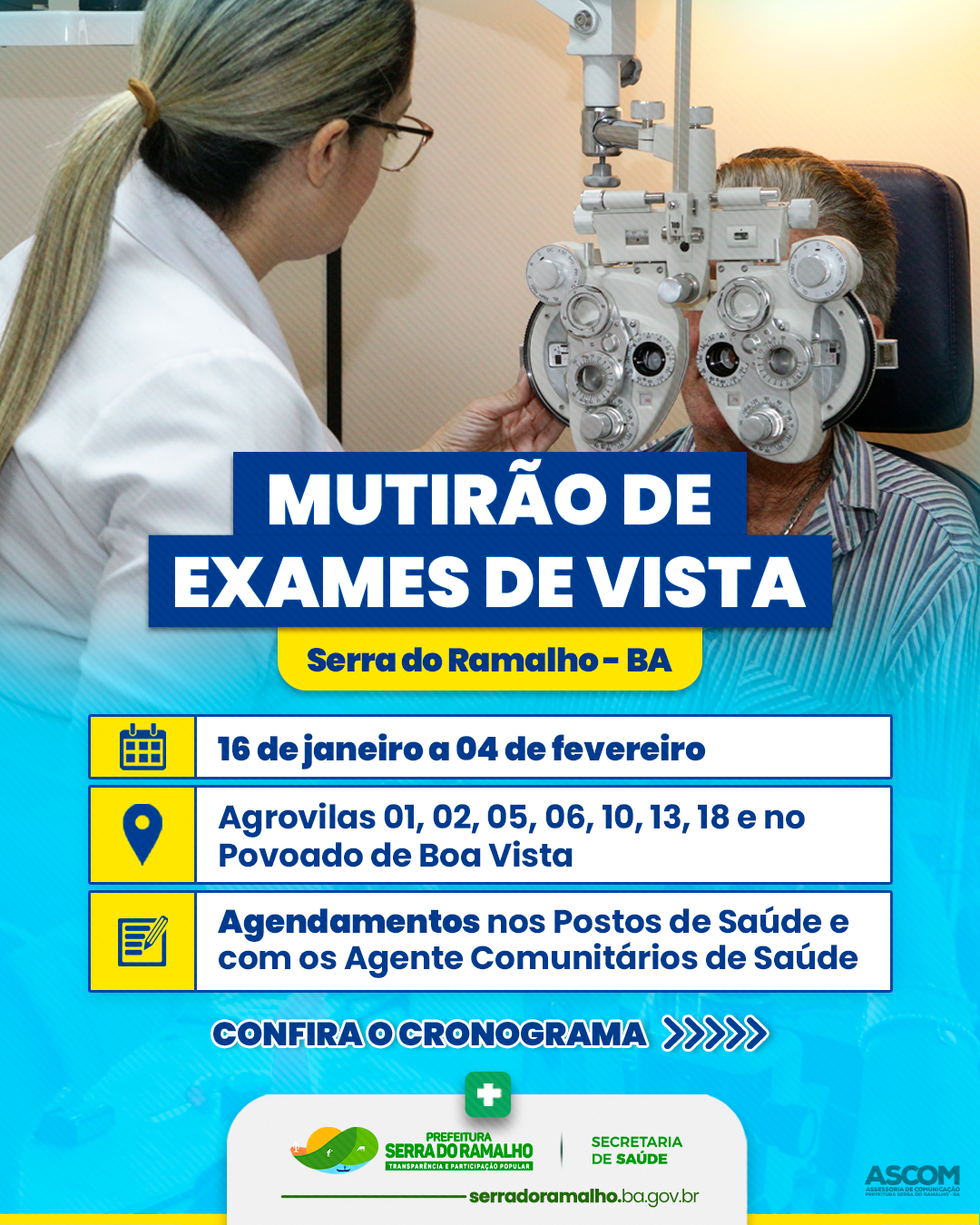 Atenção, Serra do Ramalho: Mutirão de Exames de Vista em Serra do Ramalho!