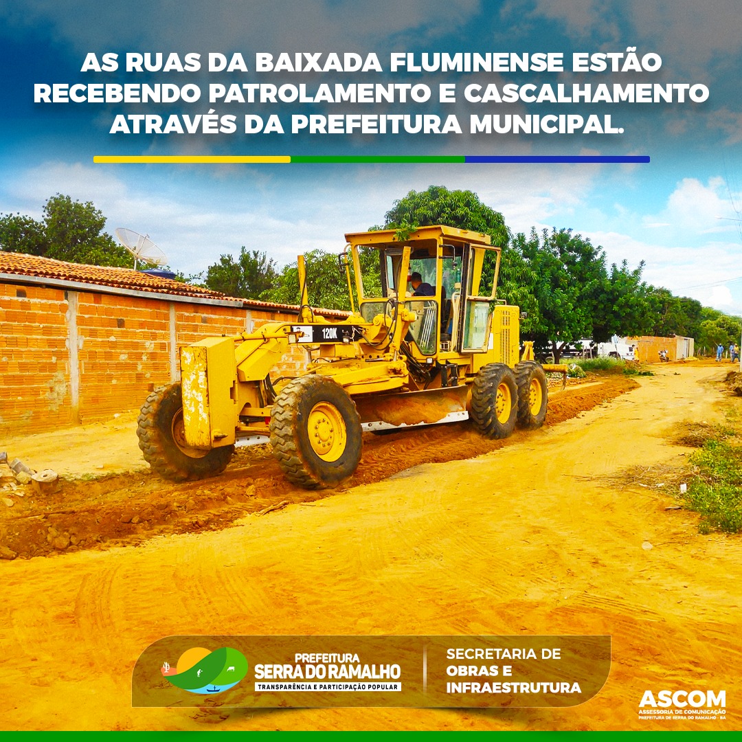 Através da Secretaria de Obras, as ruas da Baixada Fluminense estão recebendo patrolamento e cascalhamento. As reformas visam auxiliar no tráfego na baixada, dando dignidade ao povo em trafegar em uma rua sem buracos, com um melhor escoamento dágua, torn