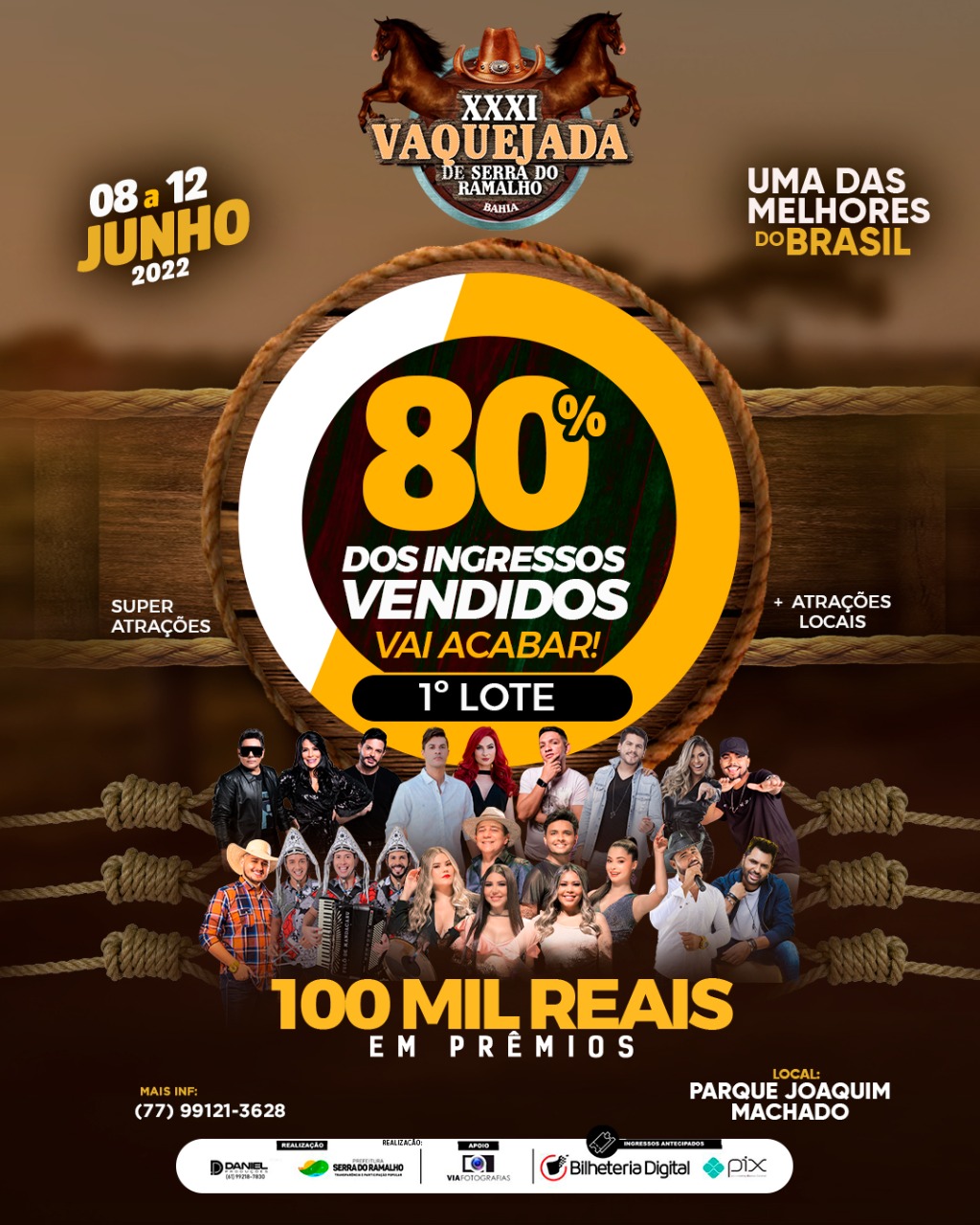 Já adquiriu seu ingresso para a melhor Vaquejada da Bahia? Caso ainda não, corre porque o 1° lote está quase acabando!